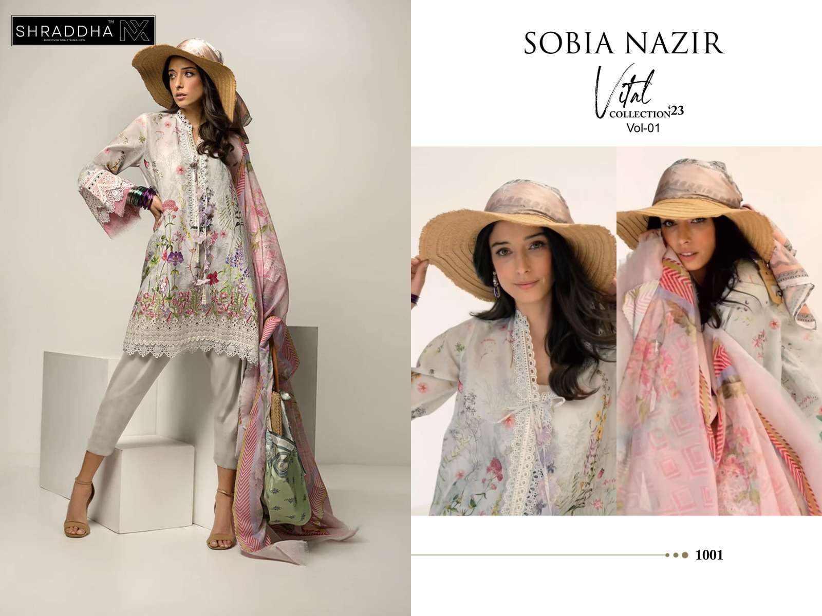 Shraddha Designer Sobia Nazir Vithal Vol-1 1001-1004 Series designer cotton Latest Pakistani Salwar Kameez Wholesaler Surat Gujarat