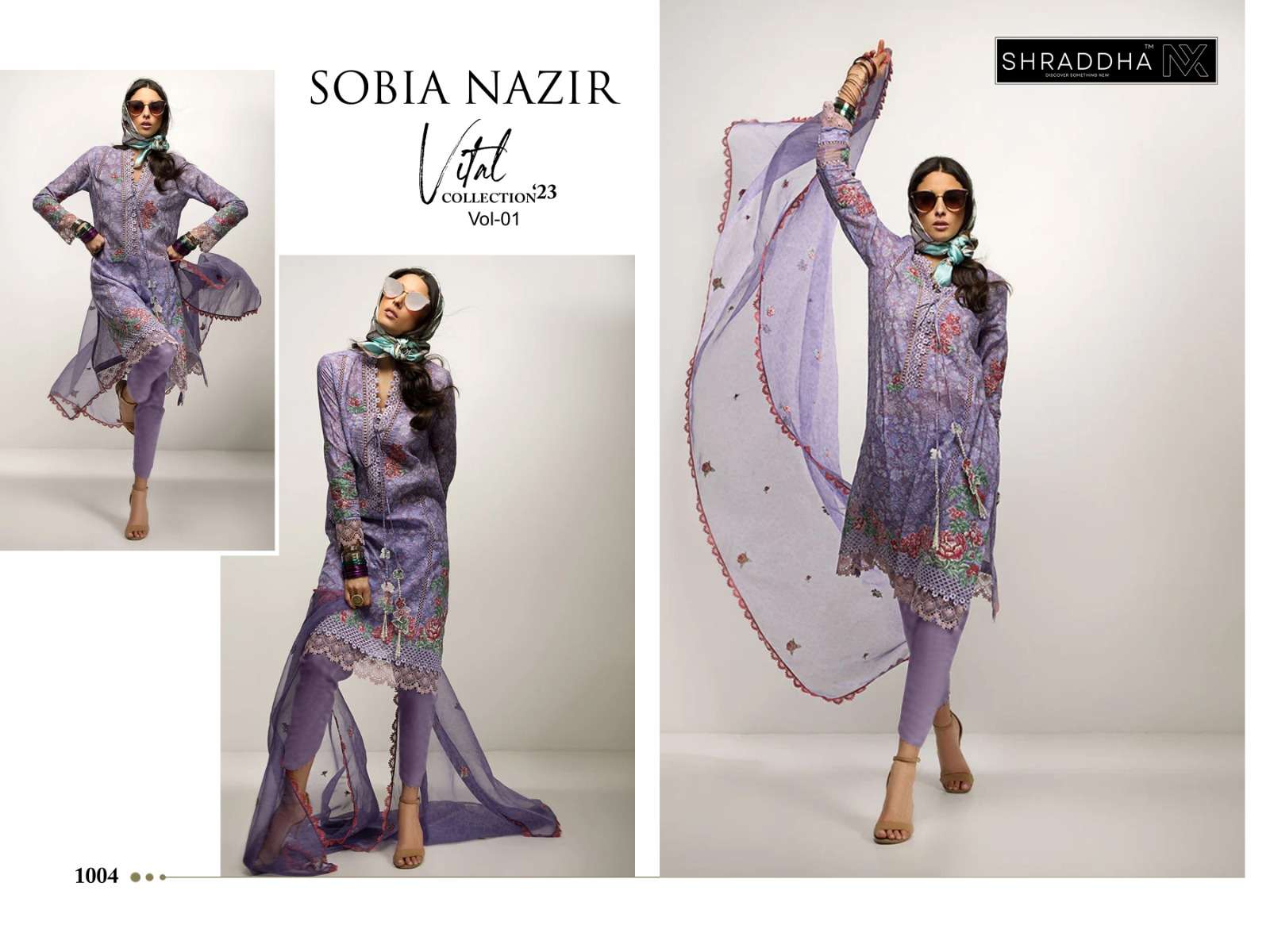 shraddha designer sobia nazir vithal vol-1 1001-1004 series latest pakistani salwar kameez wholesaler surat gujarat