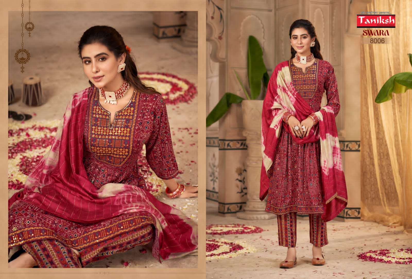 taniksh swara vol-8 8001-8008 series latest designer kurti set wholesaler surat gujarat