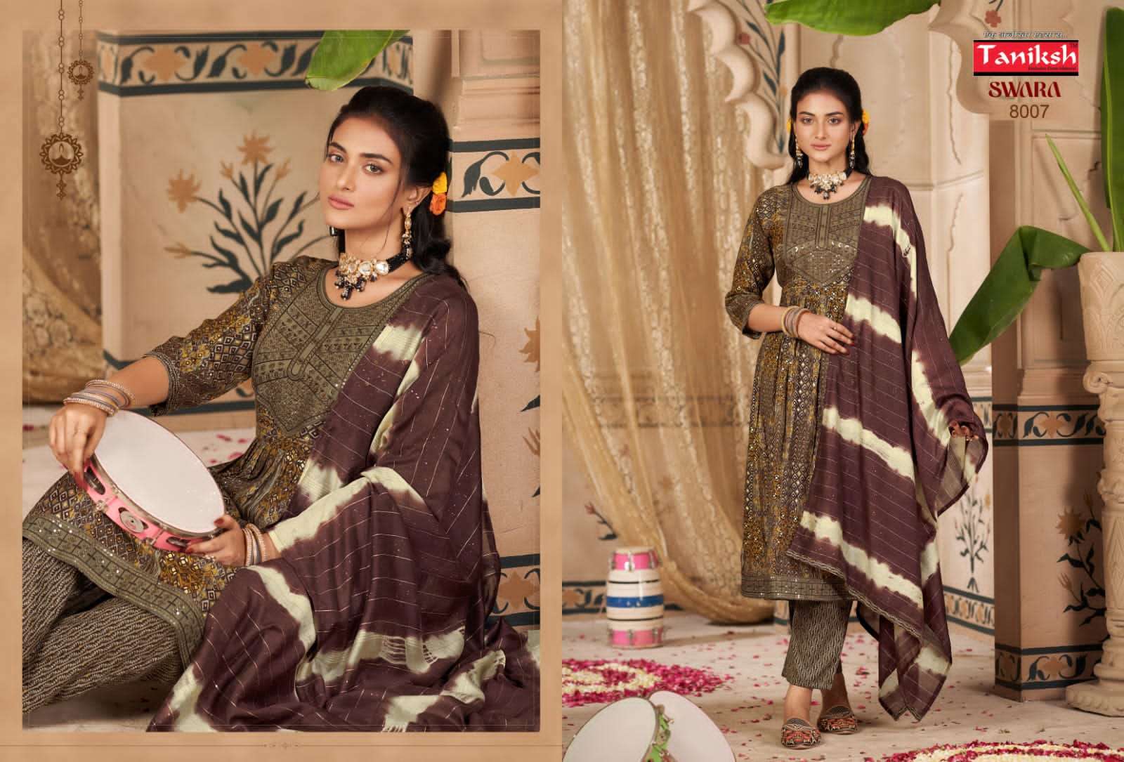 taniksh swara vol-8 8001-8008 series latest designer kurti set wholesaler surat gujarat