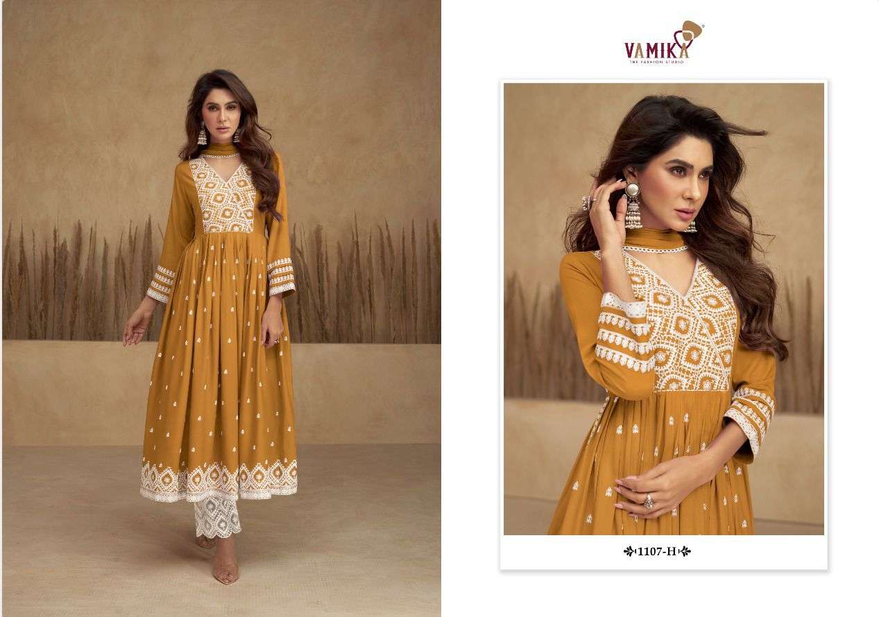 vamika aadhira vol-5 gold 1107 colour series designer fancy kurti set wholesaler surat gujarat
