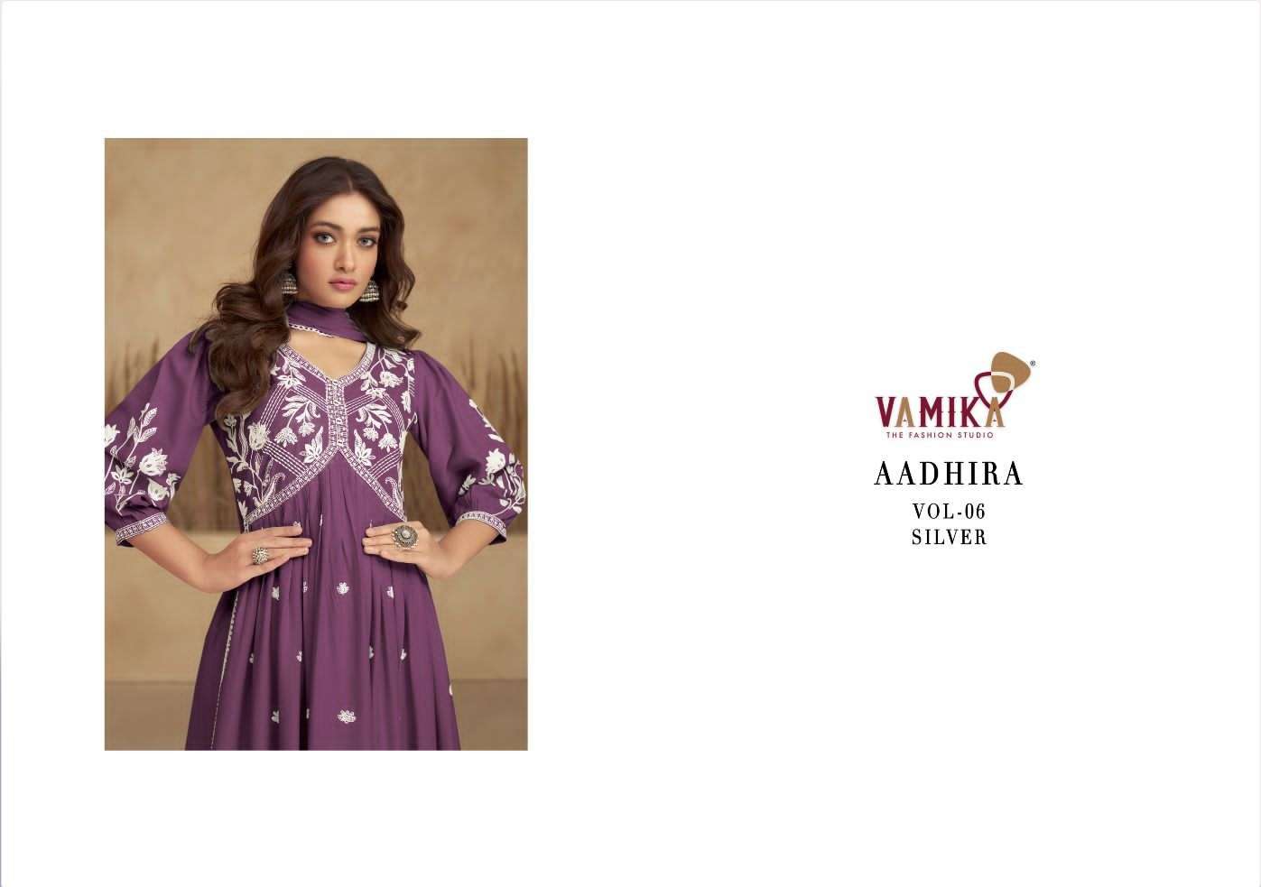 vamika aadhira vol-6 silver 1108 colour series latest fancy kurti set wholesaler surat gujarat