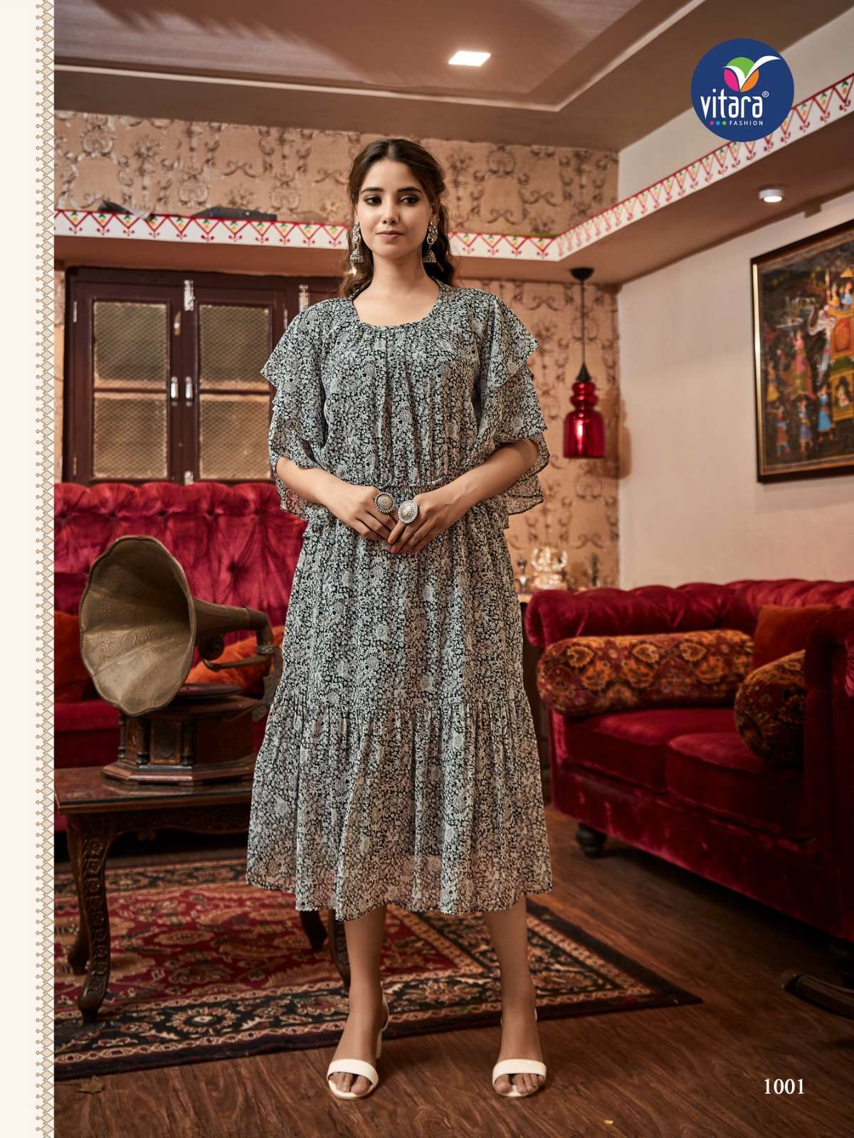 vitara fashion oregan 1001-1004 series latest designer short kurti wholesaler surat gujarat