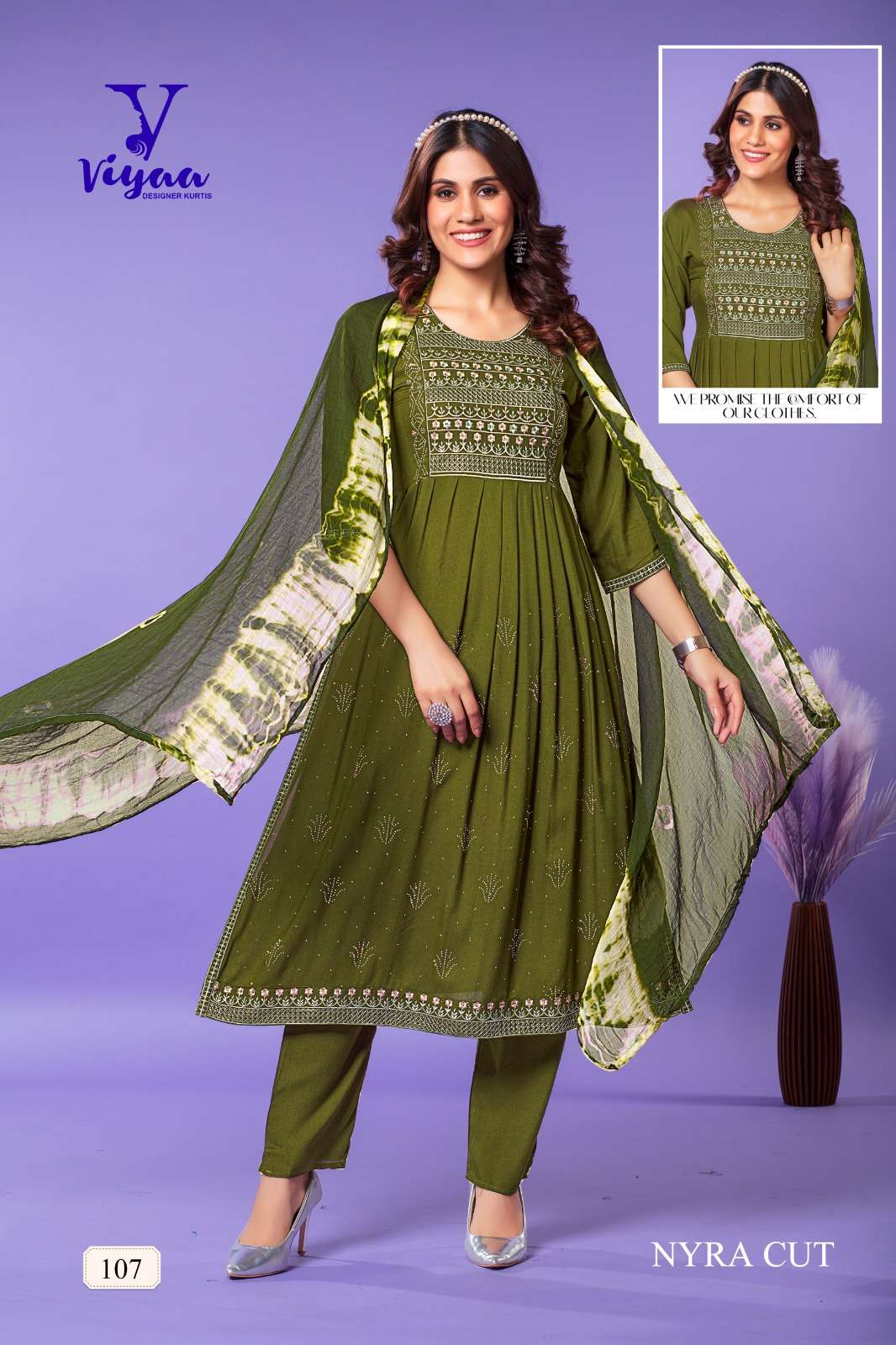 viyaa designer glamour vol-1 101-108 series latest designer kurti set wholesaler surat gujarat