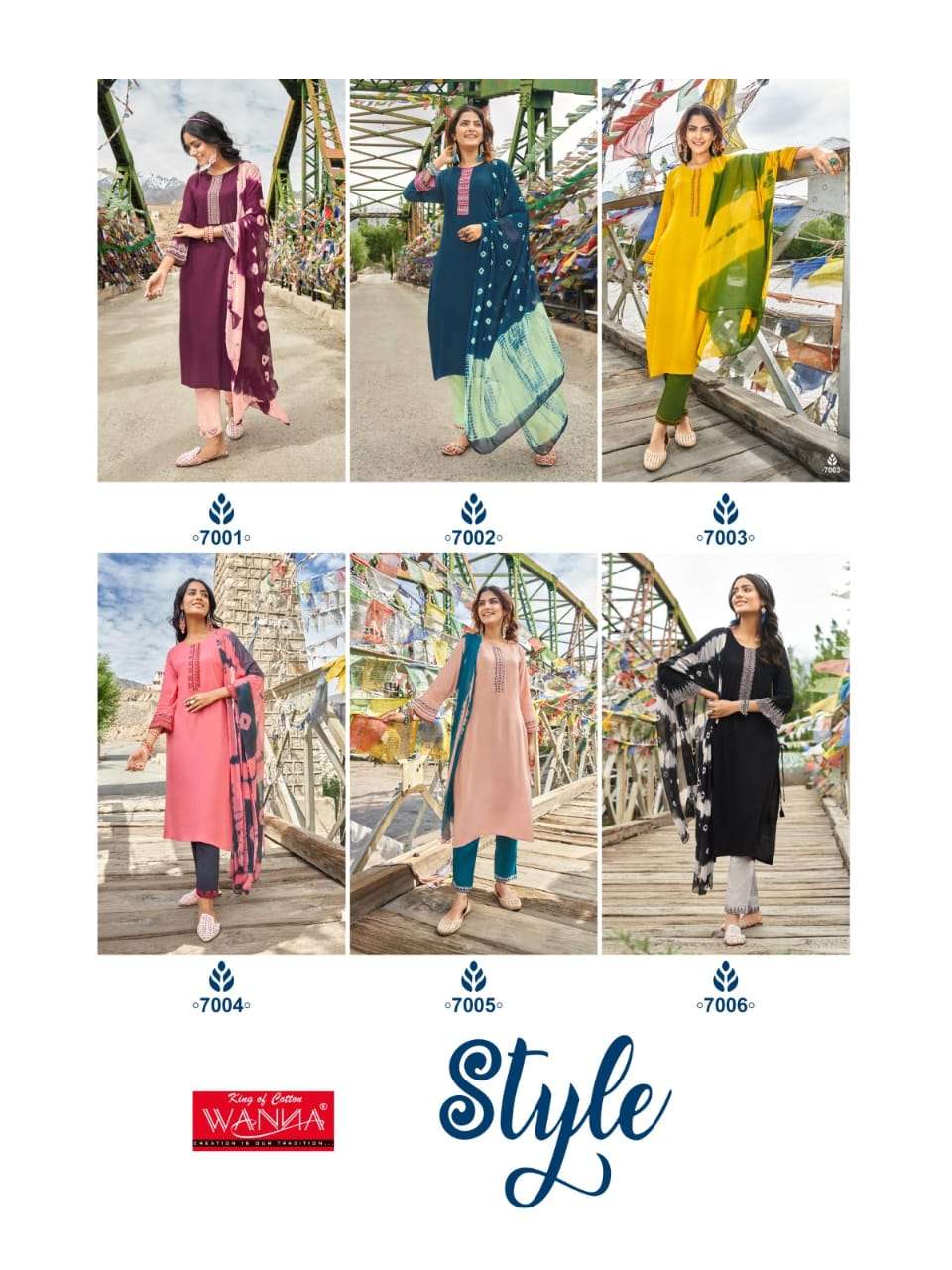 wanna style 7001-7006 series designer latest kurti set wholesaler surat gujarat