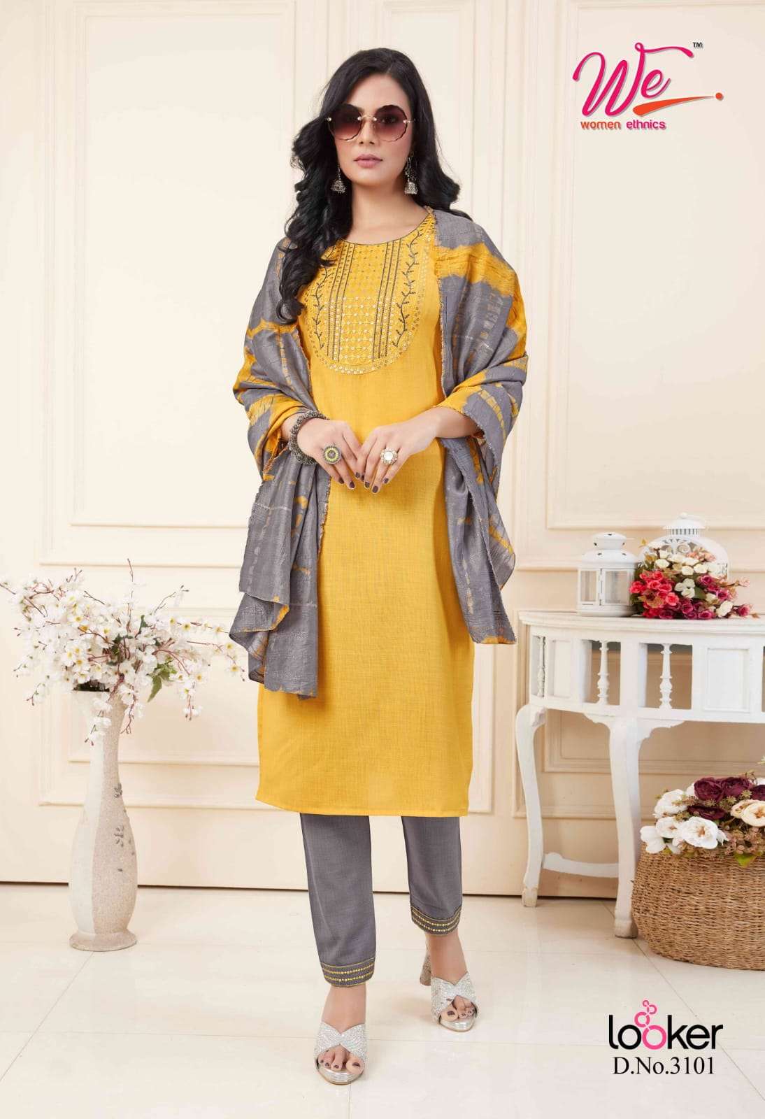 we looker 3001-3006 series latest fancy designer traditional kurti set wholesaler surat gujarat