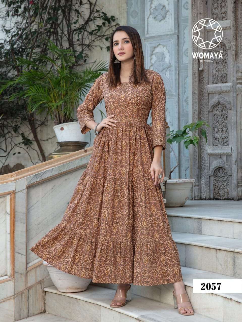 womaya vibrance 2051-2055 series latest fancy designer long kurti wholesaler surat gujarat