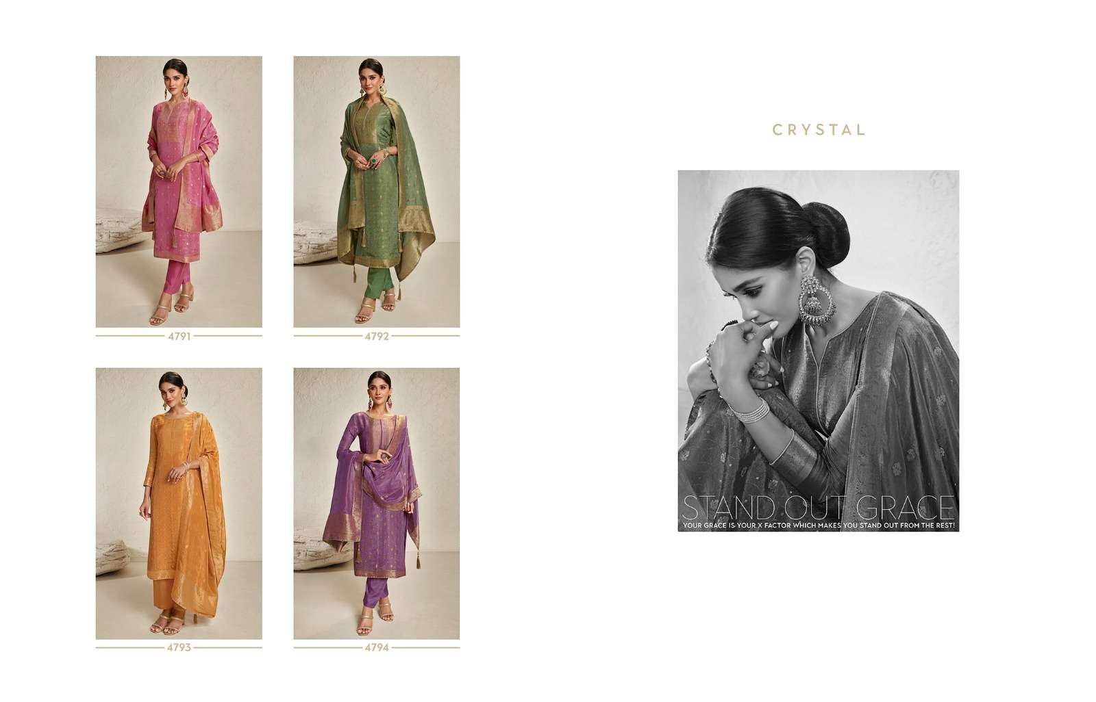 zisa charmy crystal 4791-4794 series designer fancy salwar kameez wholesaler surat gujarat