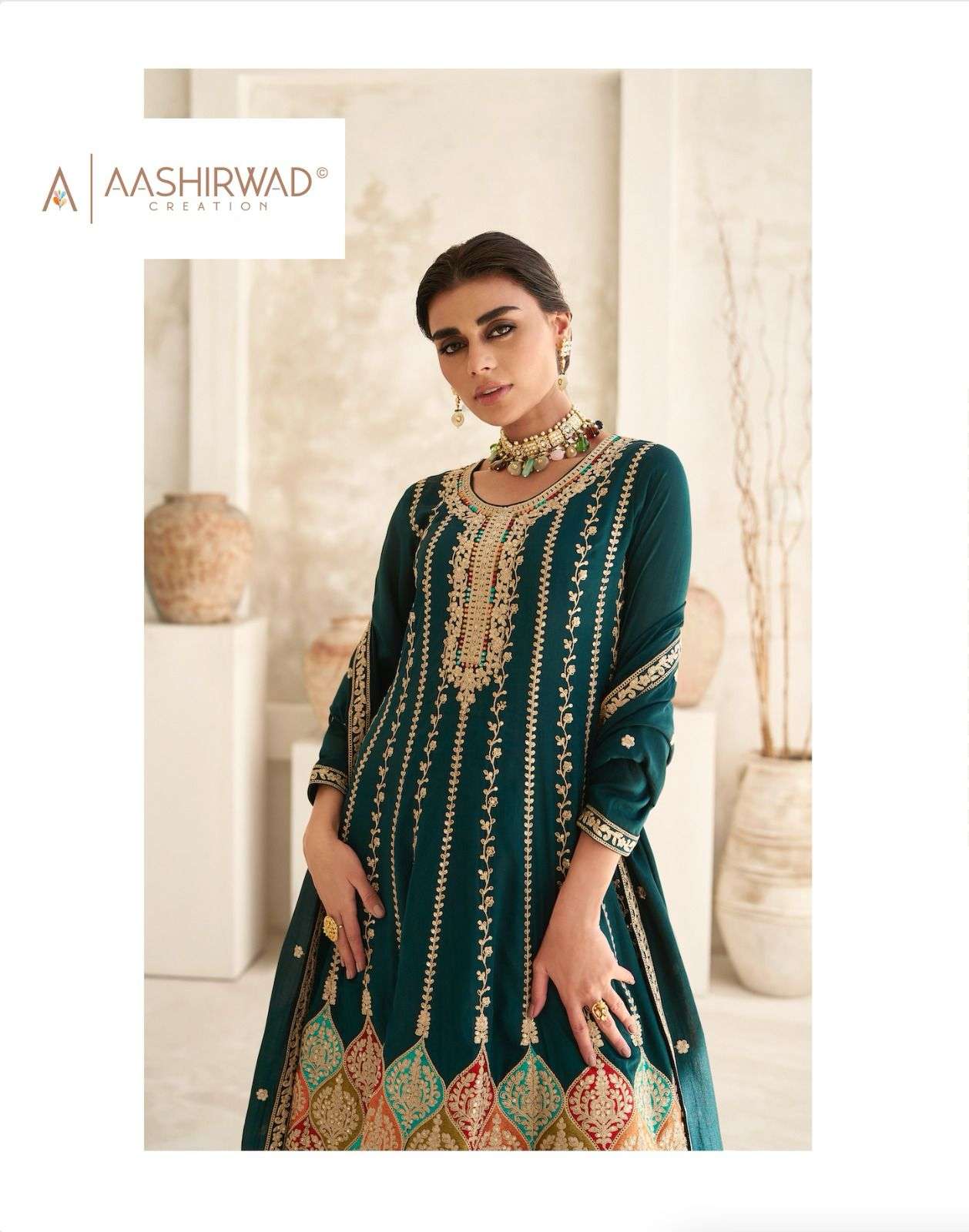aashirwad romani 9774-9777 series latest designer pakistani salwar kameez wholesaler surat gujarat