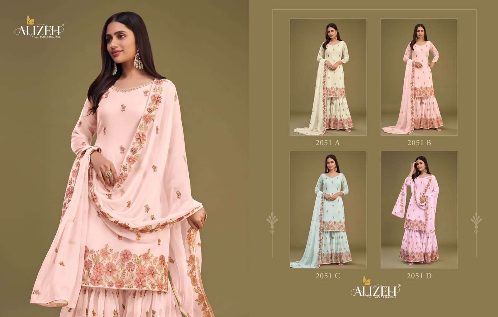 alizeh zaida vol-11 2051 colour series designer salwar kameez wholesaler surat gujarat