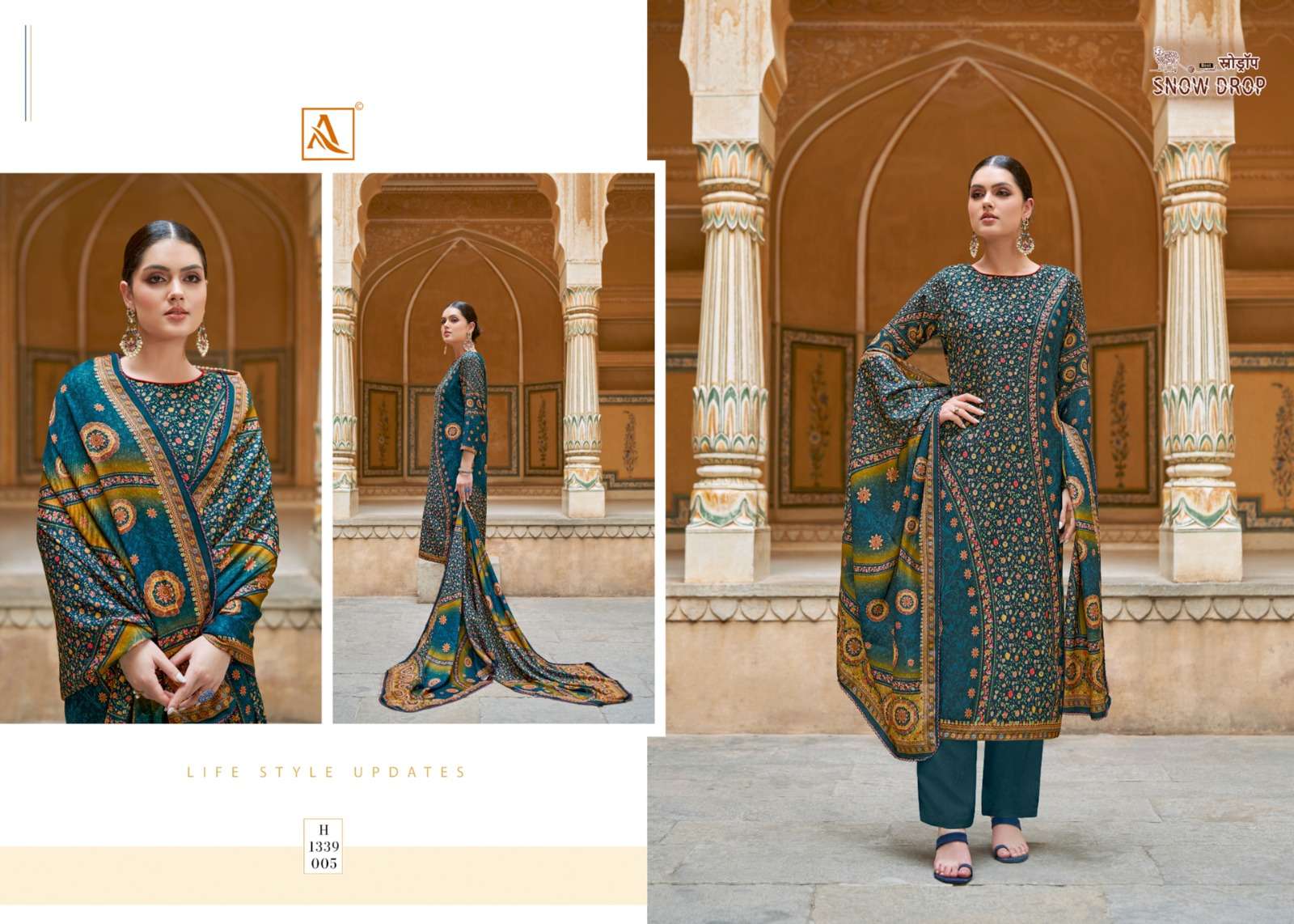 alok suit snow drop 1339-001-006 series latest designer salwar kameez wholesaler surat gujarat