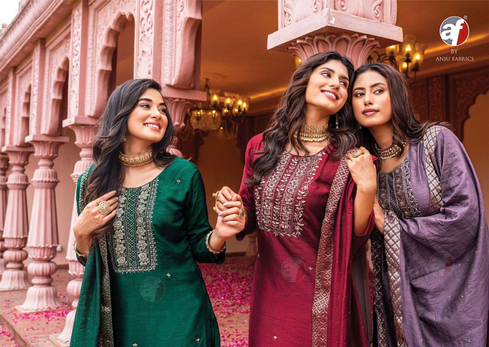 anju fabrics ghunghat 3361-3366 series latest designer kurti set wholesaler surat gujarat