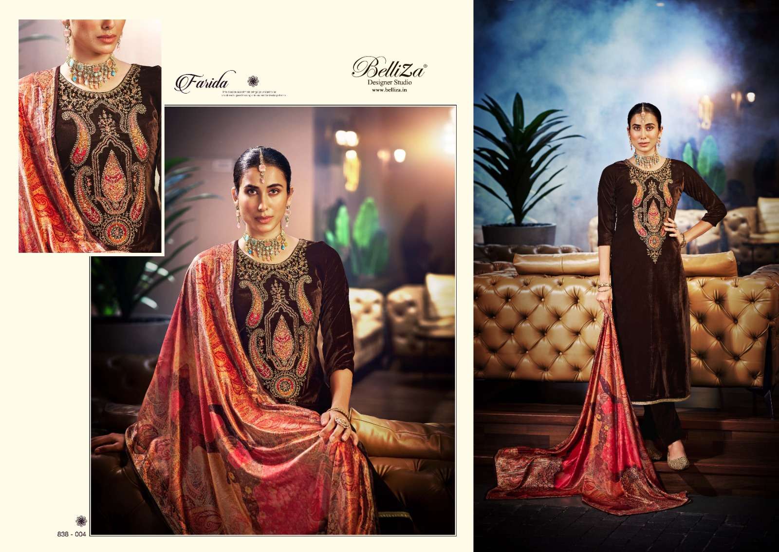 belliza designer studio farida catalog pure velvet designer salwar suits collection wholesale price
