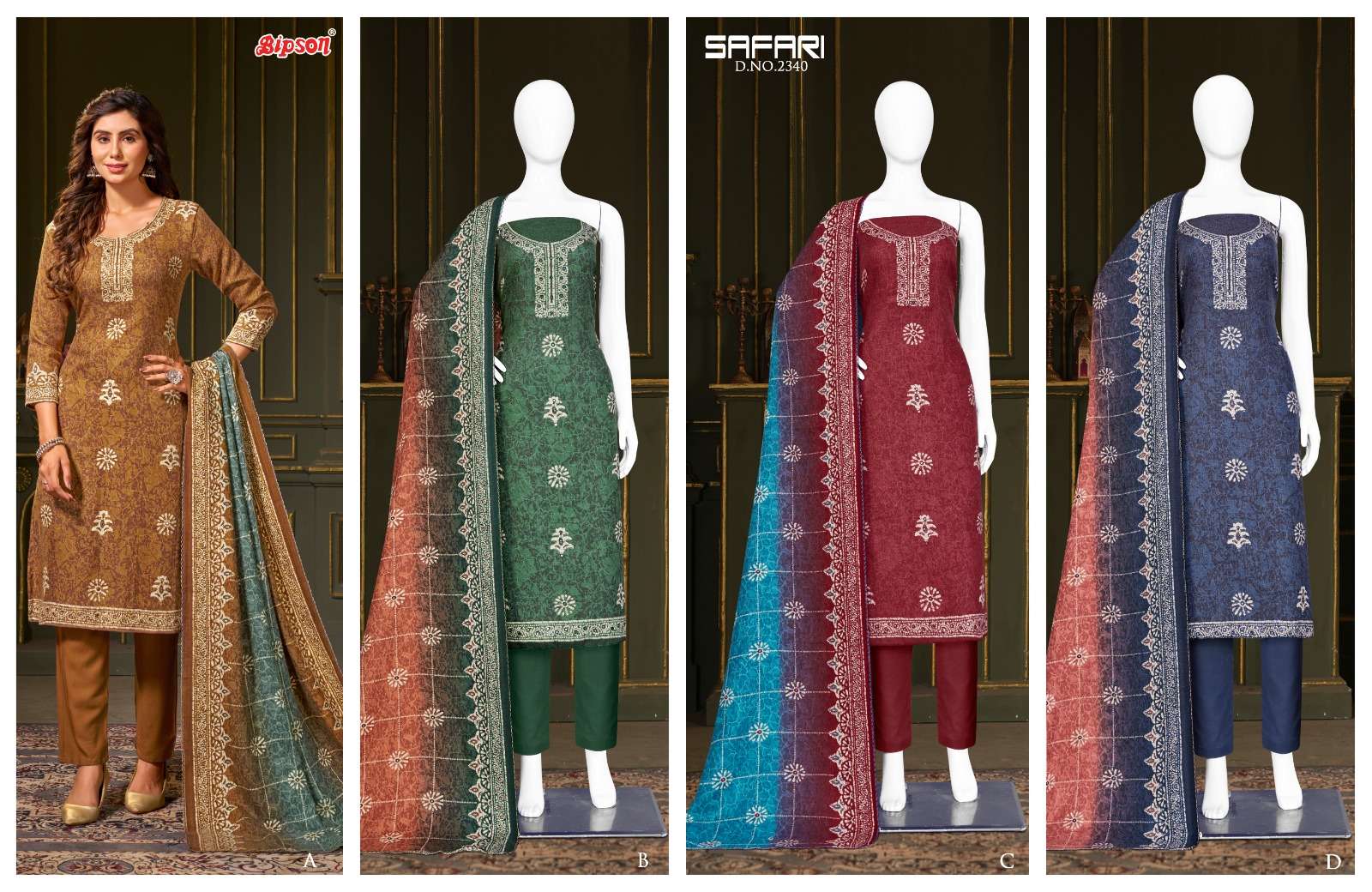 bipson safari 2340 colour series designer woollen pashmina winter catalogue wholesaler 