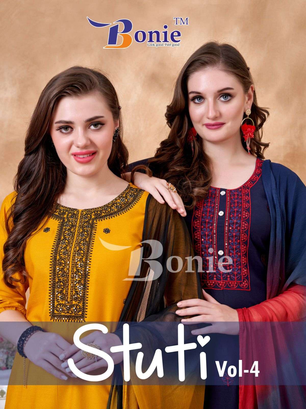 bonie stuti vol-4 4001-4008 series latest designer kurti set wholesaler surat gujarat