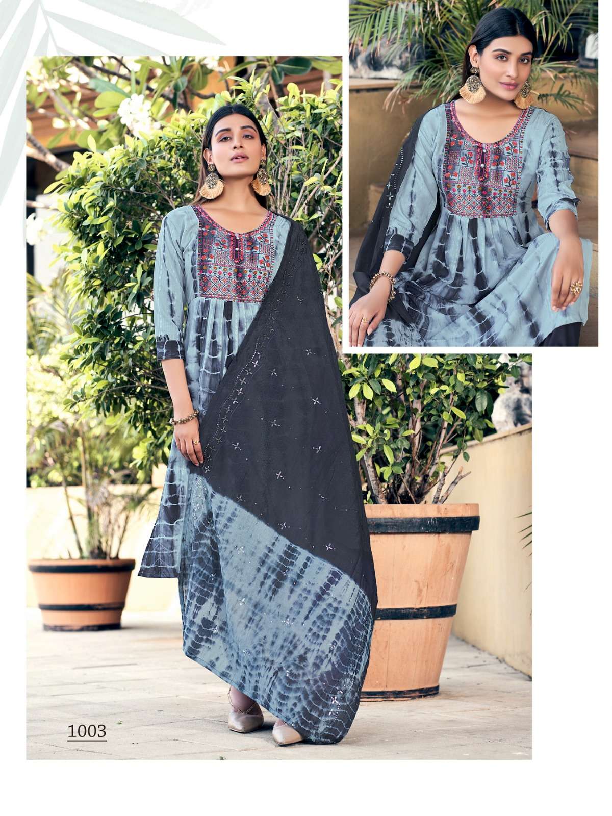colourpix noor 1001-1006 series latest designer nayra cut kurti set wholesaler surat gujarat