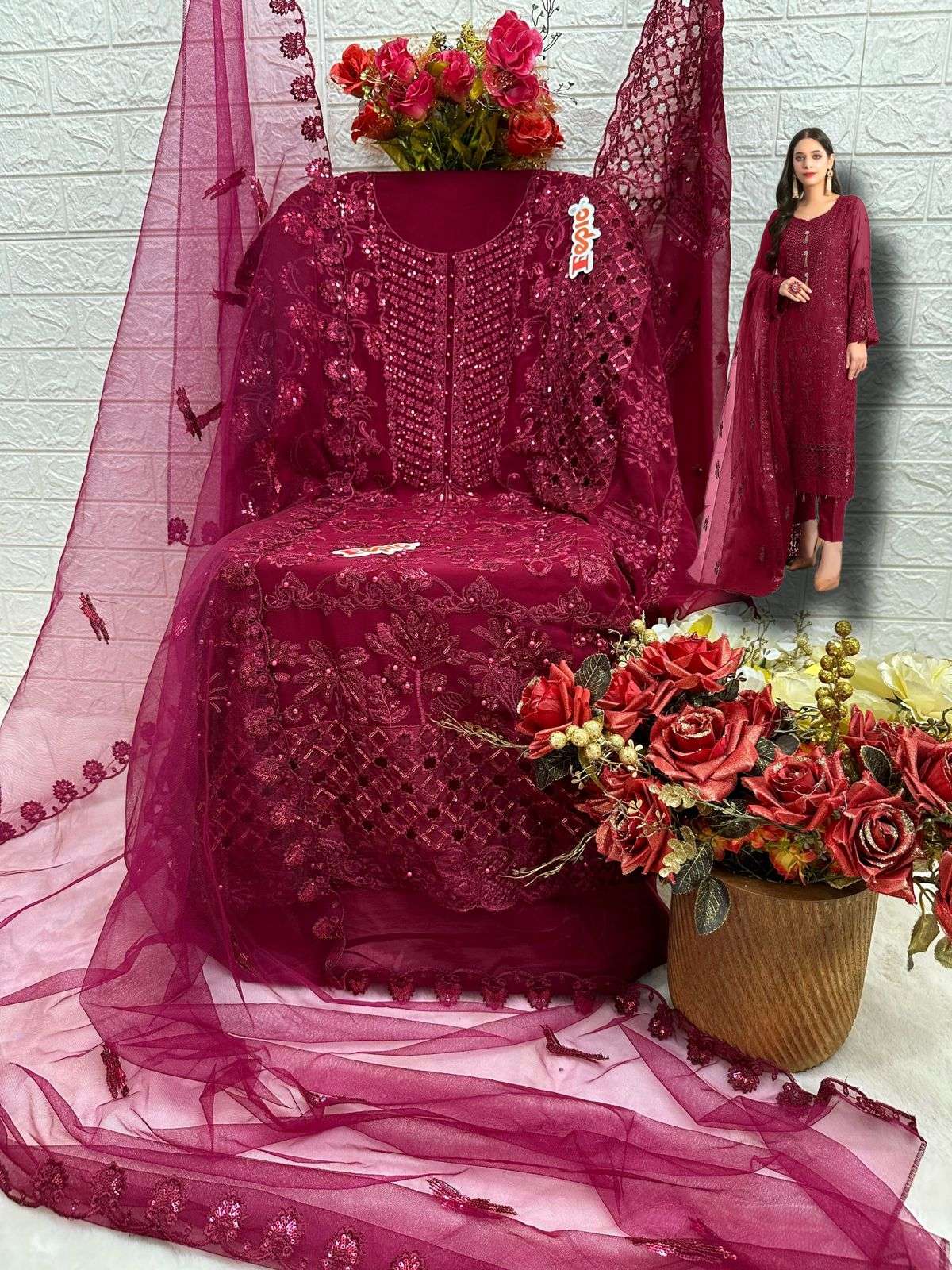 fepic rosemeen c 1654 designer georgette embroidred pearl work pakistani suits wholesale dealer surat 