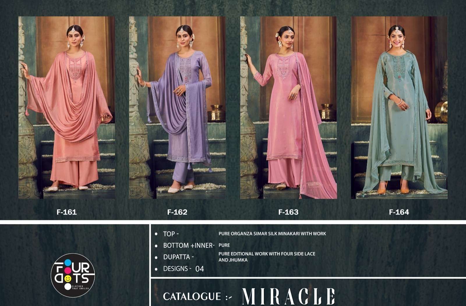 fourdots miracle 161-164 series designer pakistani salwar kameez wholesaler surat gujarat