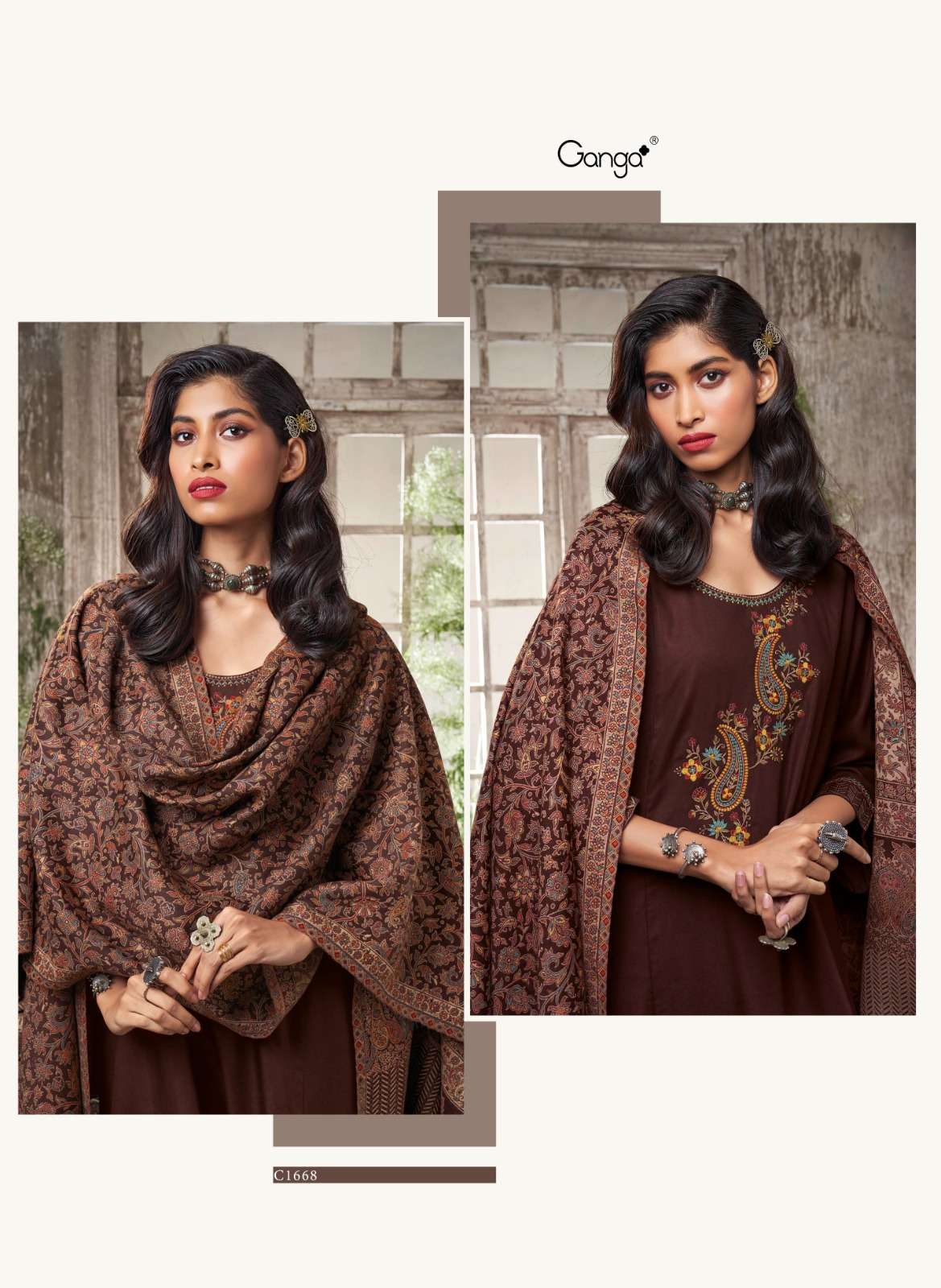 ganga amaranta 1665-1670 series latest designer pakistani salwar kameez wholesaler surat gujarat