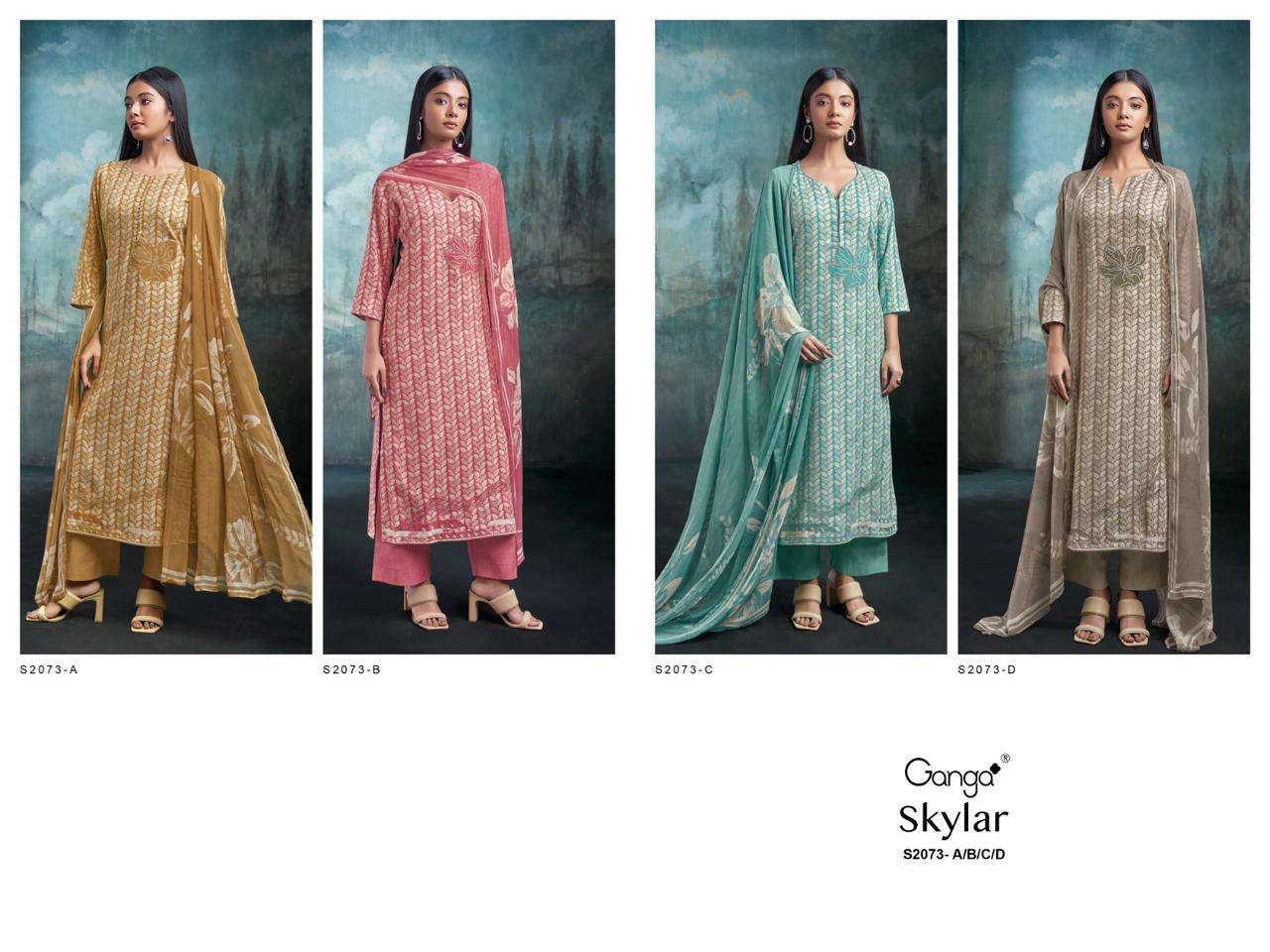 ganga skylar 2073 colour series latest straight cut salwar kameez wholesaler surat india