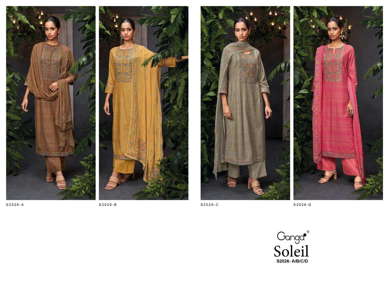 ganga soleil 2026 designer woven solid embroidred party wear salwar kameez wholesale dealer surat
