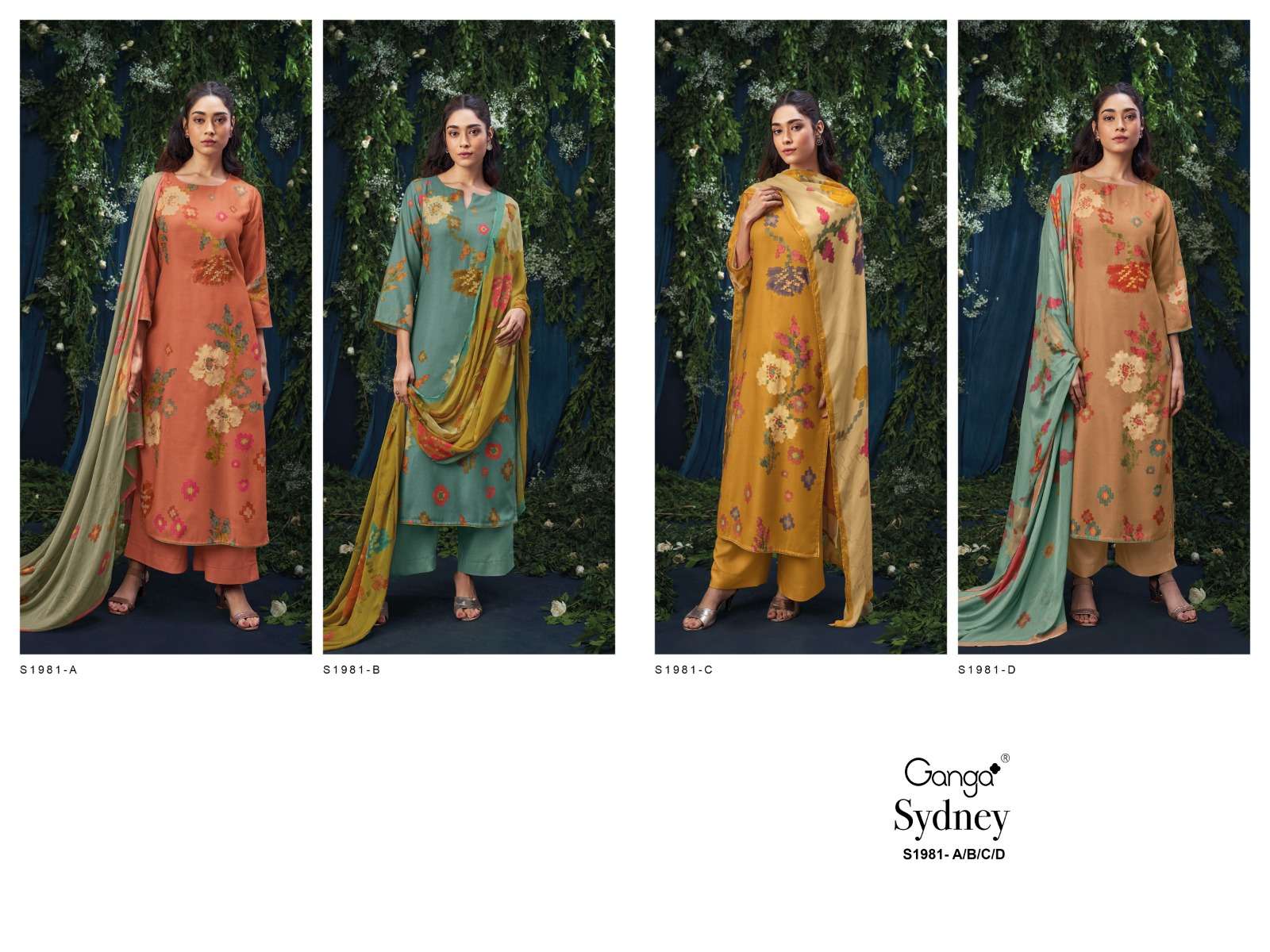 ganga sydney 1981 colour series designer wedding wear printed pakistani salwar kameez at wholesaler price india