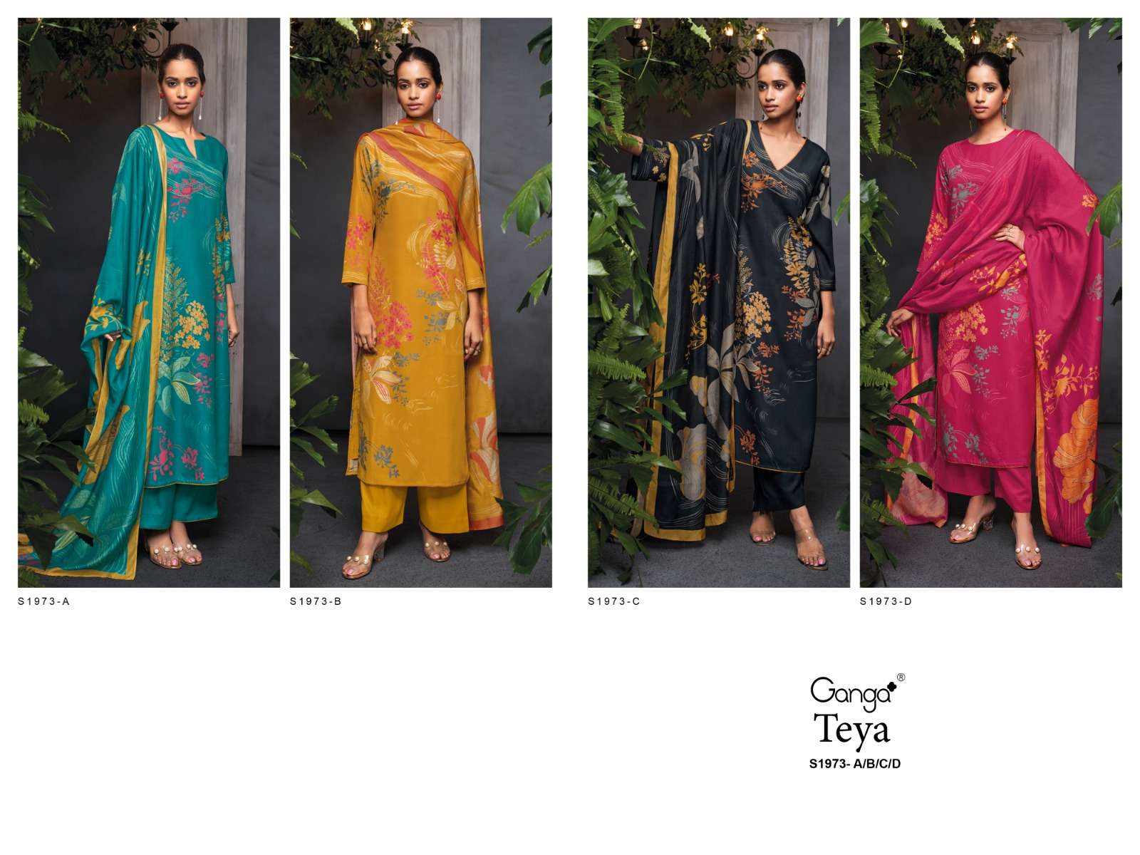 ganga teya 1973 colour series latest designer pakistani salwar kameez wholesaler surat gujarat