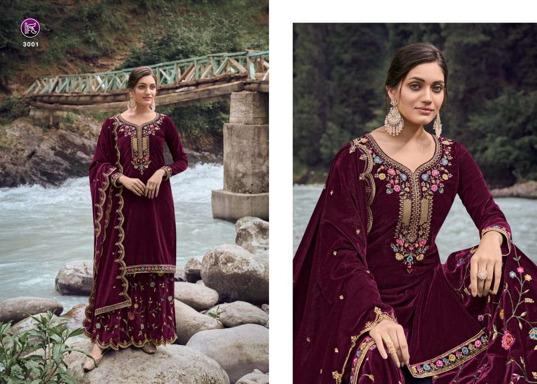 kala archana vol-3 3001-3004 series latest designer velvet salwar kameez wholesaler india