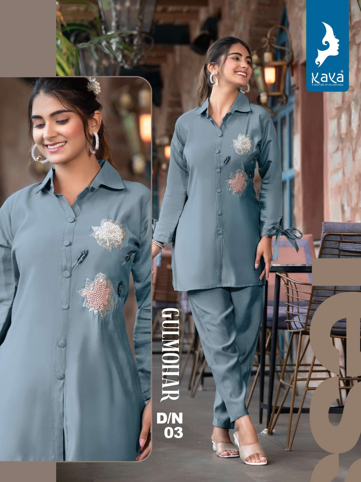 kaya kurti gulmohar 01-08 series latest designer kurti set wholesaler surat gujarat