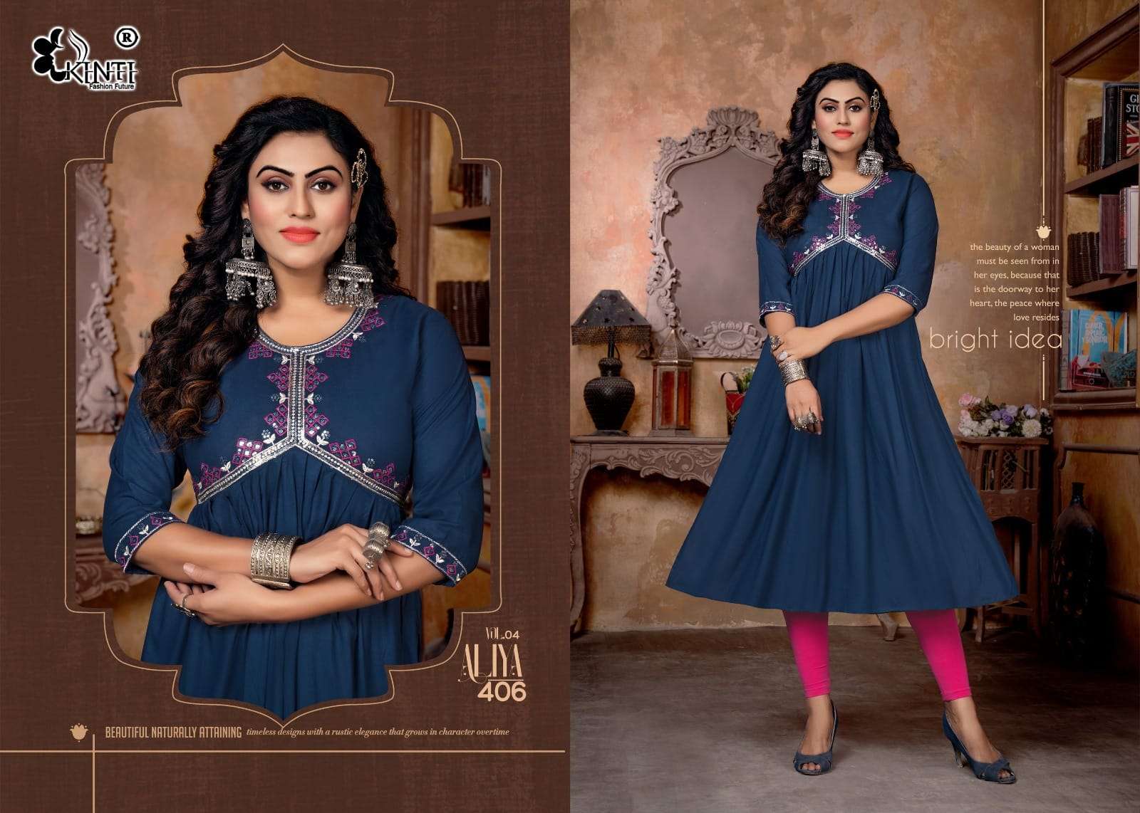 kinti fahion aaliya vol-4 401-408 series latest designer casual wear kurti wholesaler surat gujarat