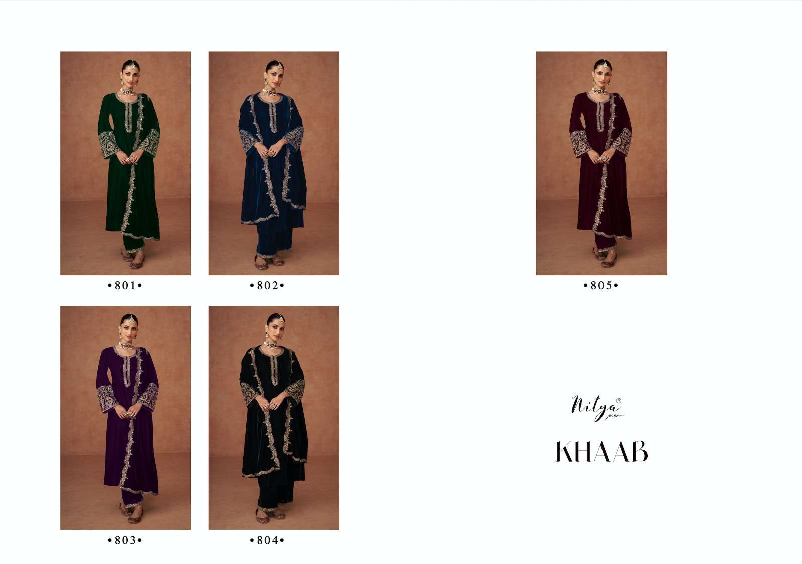 lt nitya khaab 801-805 series designer pakistani salwar kameez wholesaler surat gujarat