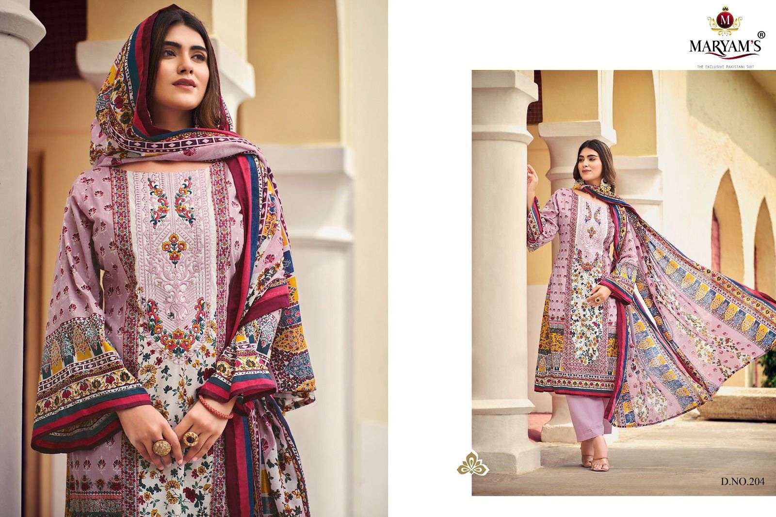 maryams naira hit list 201-206 series cotton designer pakistani salwar suits collection wholesale surat