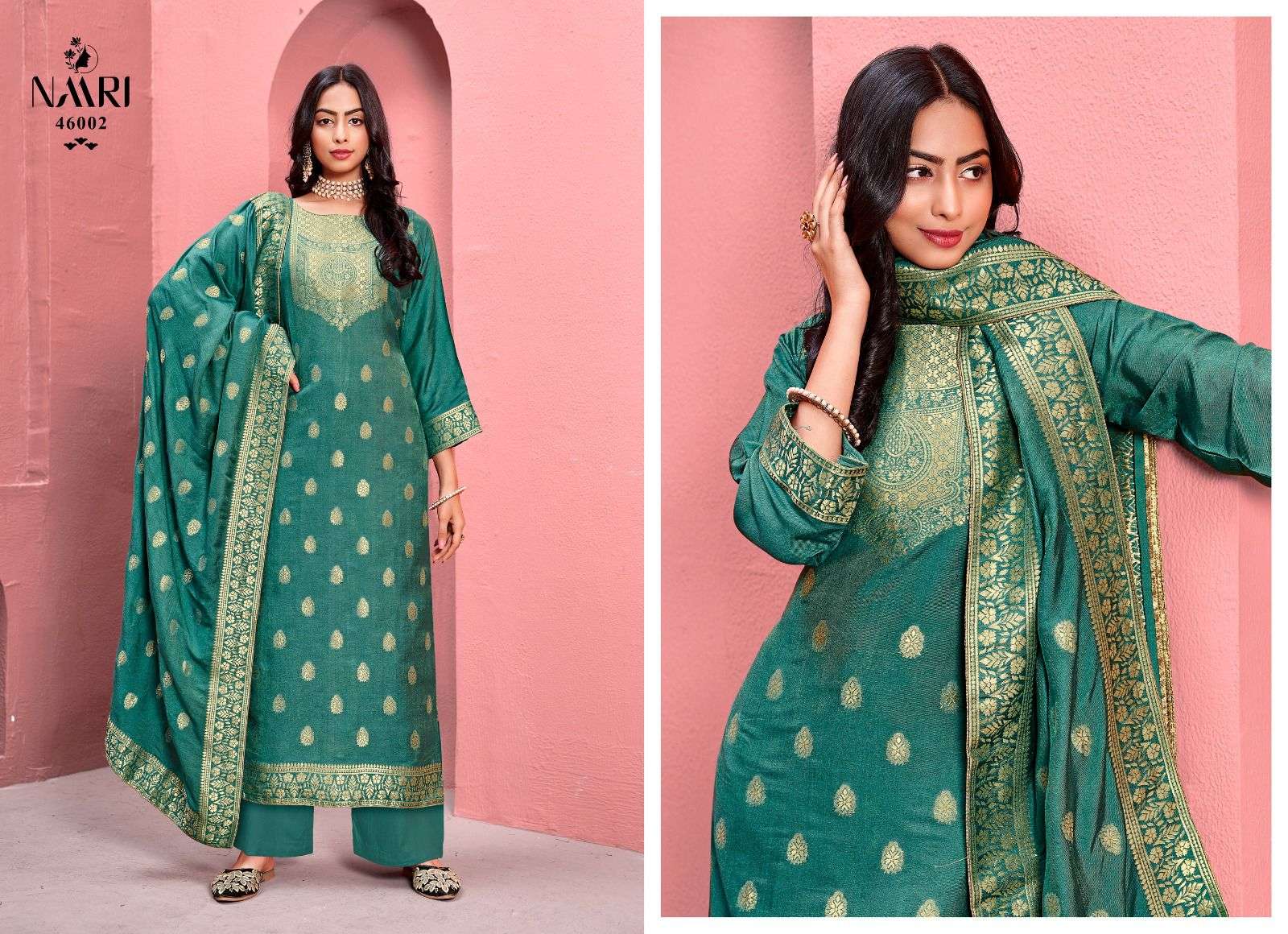 naari gulzar 46001-46004 series designer wedding wear plazzo salwar suit wholesaler surat gujarat