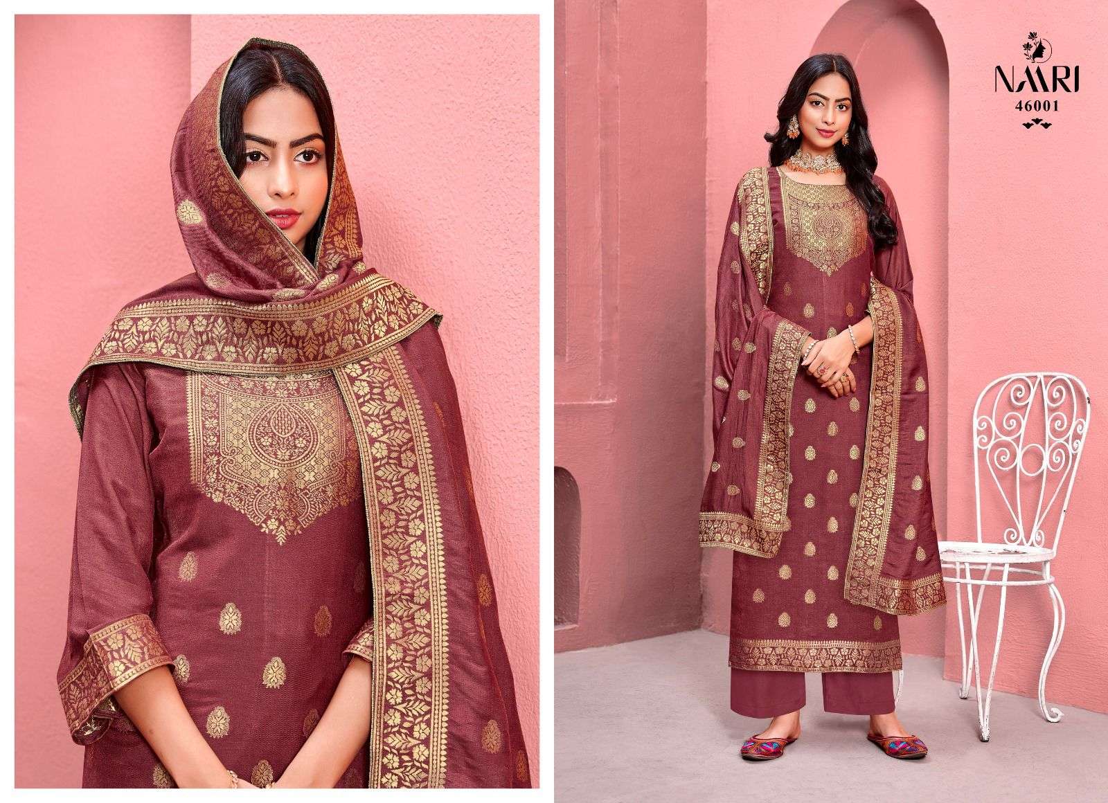 naari gulzar 46001-46004 series designer wedding wear plazzo salwar suit wholesaler surat gujarat