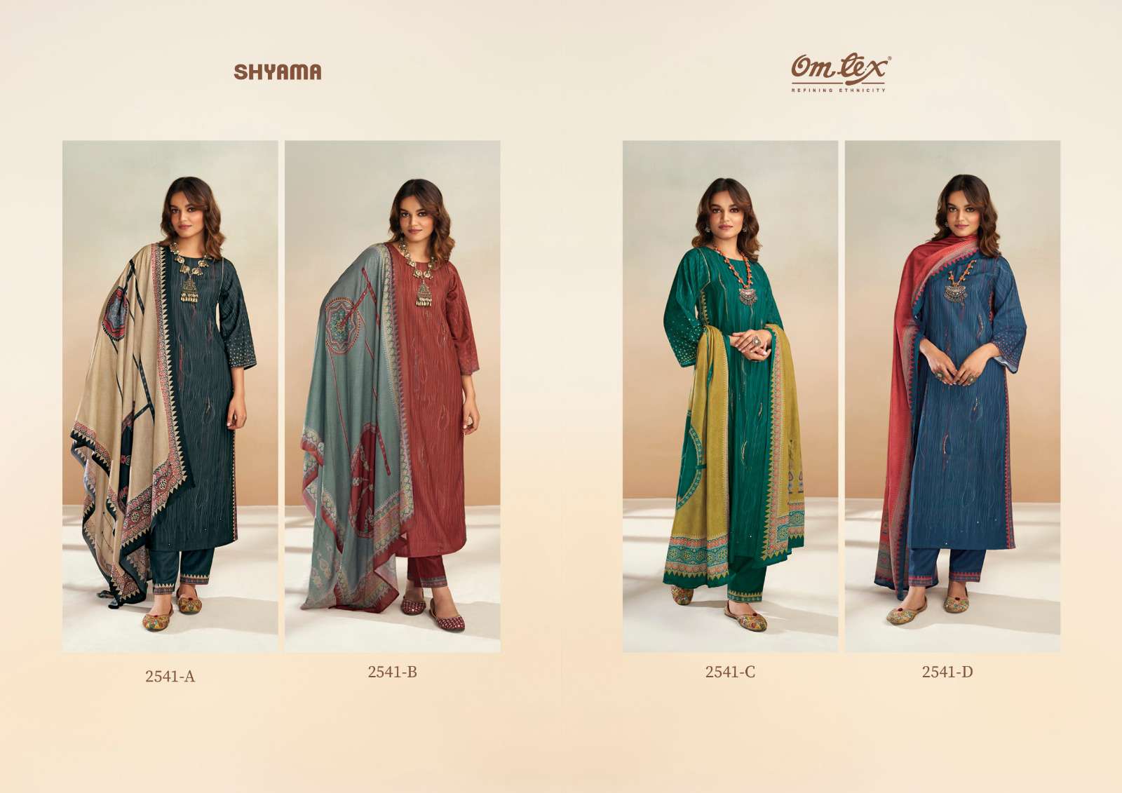 om tex shyama 2541 colour series latest pakistani salwar kameez wholesaler surat gujarat