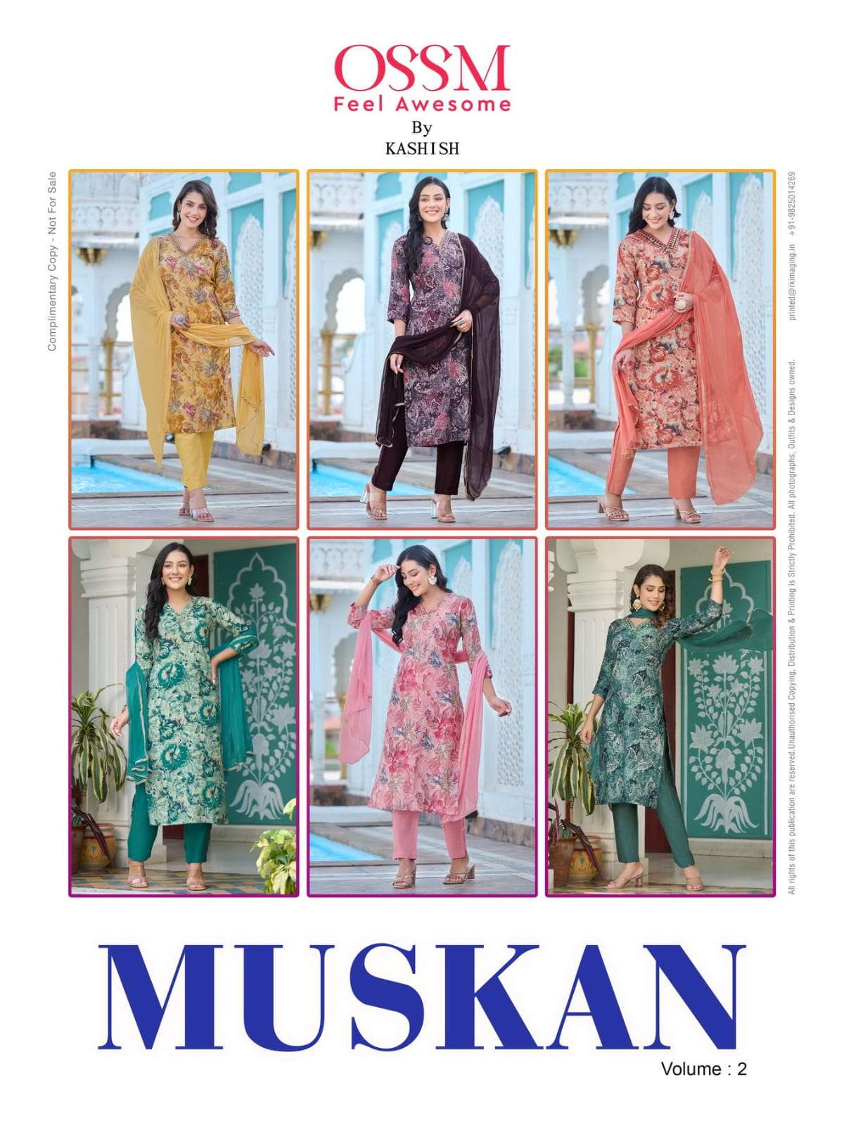 ossm muskan vol-2 201-206 series latest fancy designer kurti set wholesaler surat gujarat