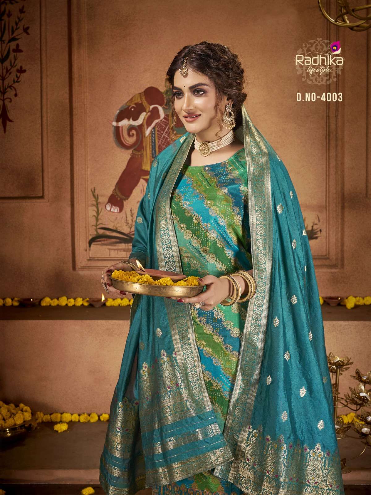 radhika lifestyle banarasi vol-4 4001-4004 series latest pakistani salwar kameez wholesaler surat gujarat