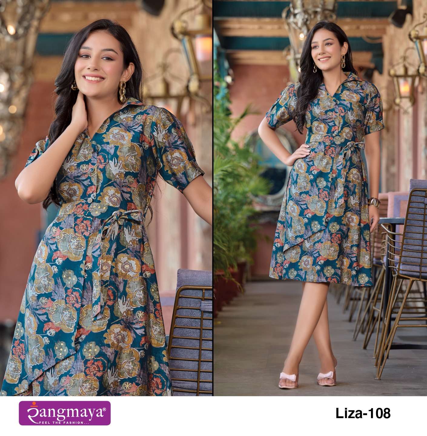rangmaya liza 101-108 series casual printed designer kurti wholesale price surat gujarat