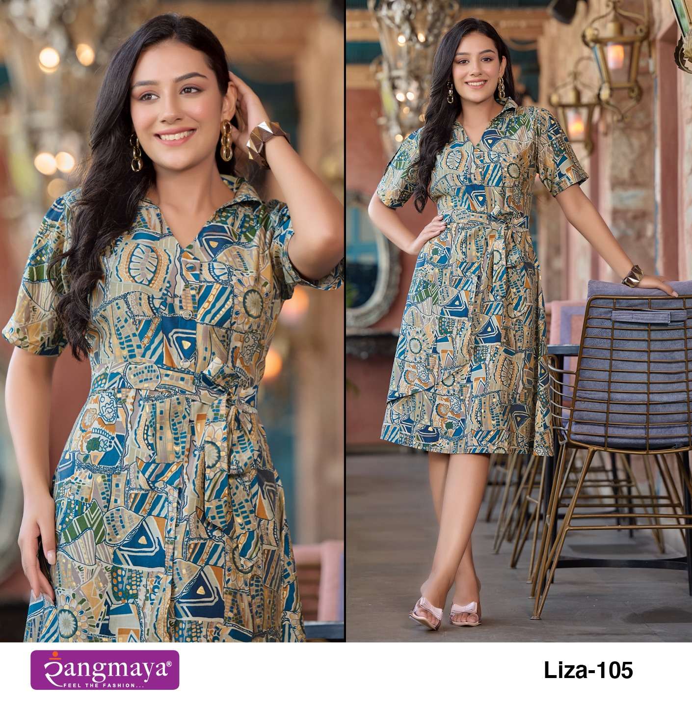 rangmaya liza 101-108 series casual printed designer kurti wholesale price surat gujarat