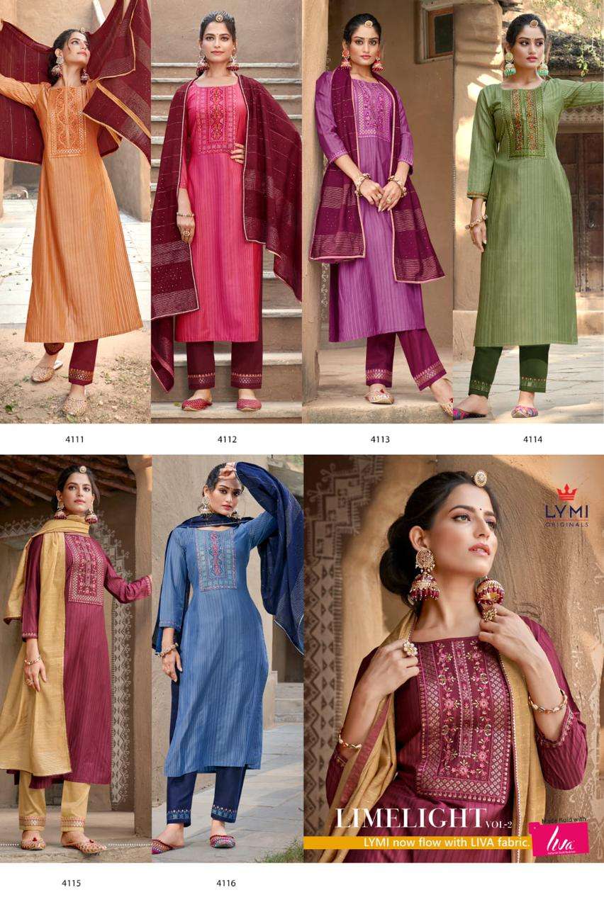 rangoon limelight vol-2 4111-4116 series latest designer readymade salwar kameez wholesaler surat gujarat