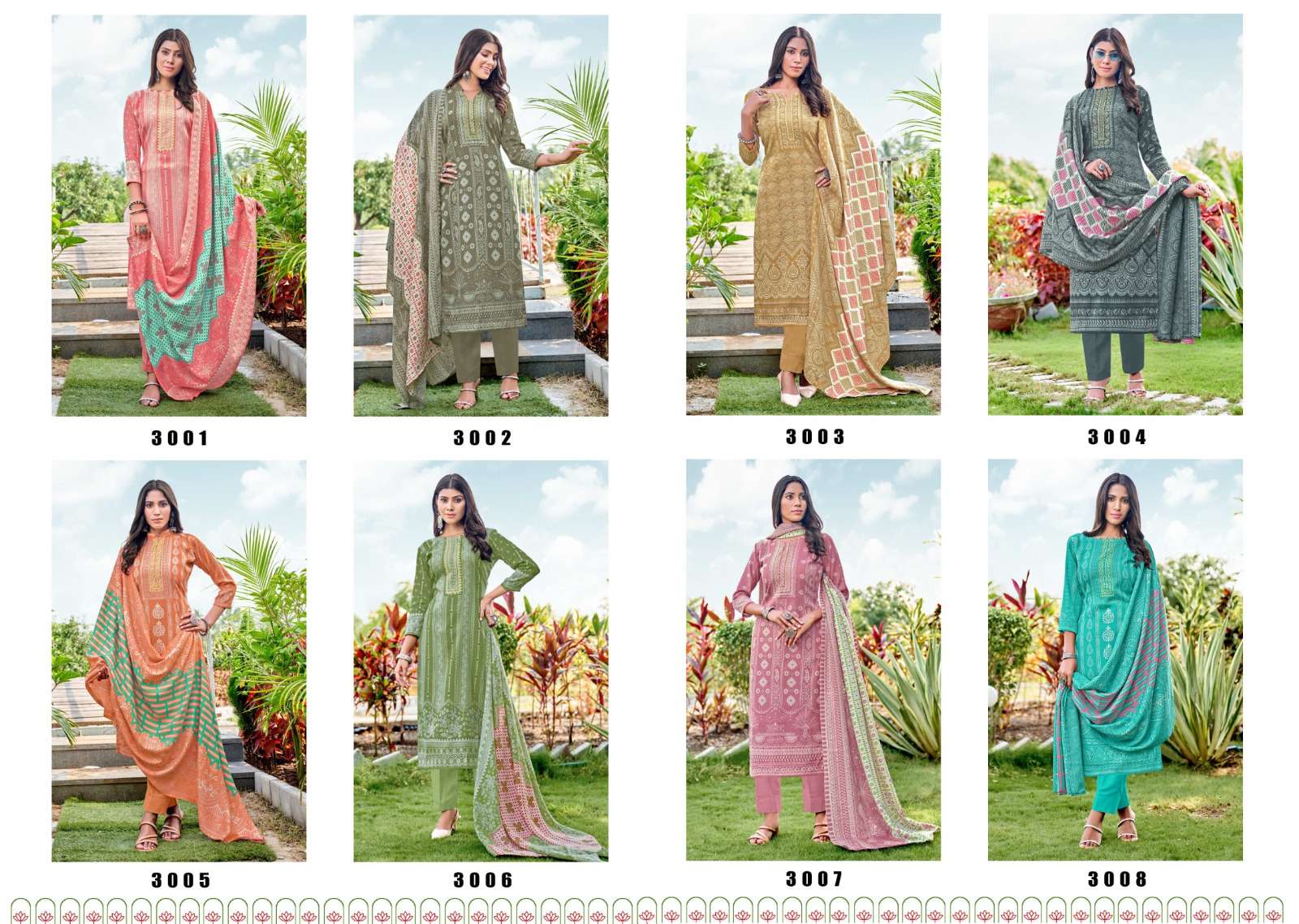 rolimoli creation dilara 3001-3008 series latest pakistani salwar kameez wholesaler surat gujarat