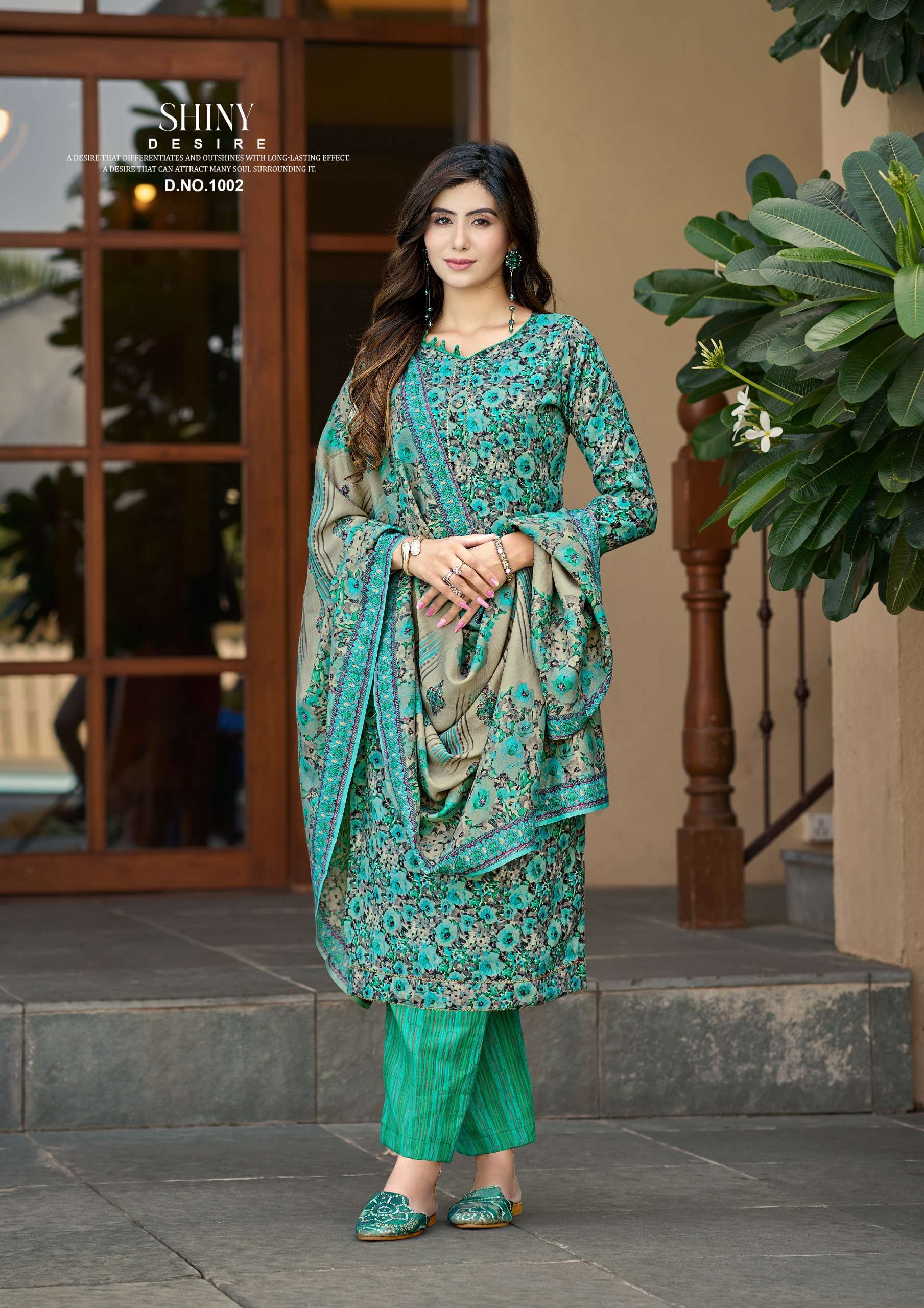 rolimoli creation jasmine 1001-1008 series latest printed pasmina pakistani salwar kameez wholesaler surat gujarat
