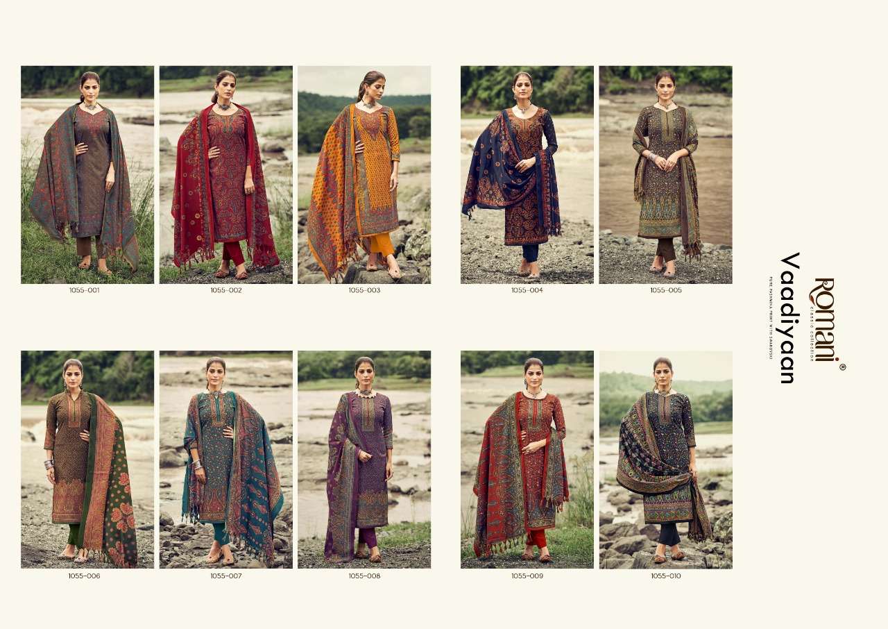 romani vaadiyaan 1055-001-010 series latest designer salwar kameez wholesaler surat gujarat