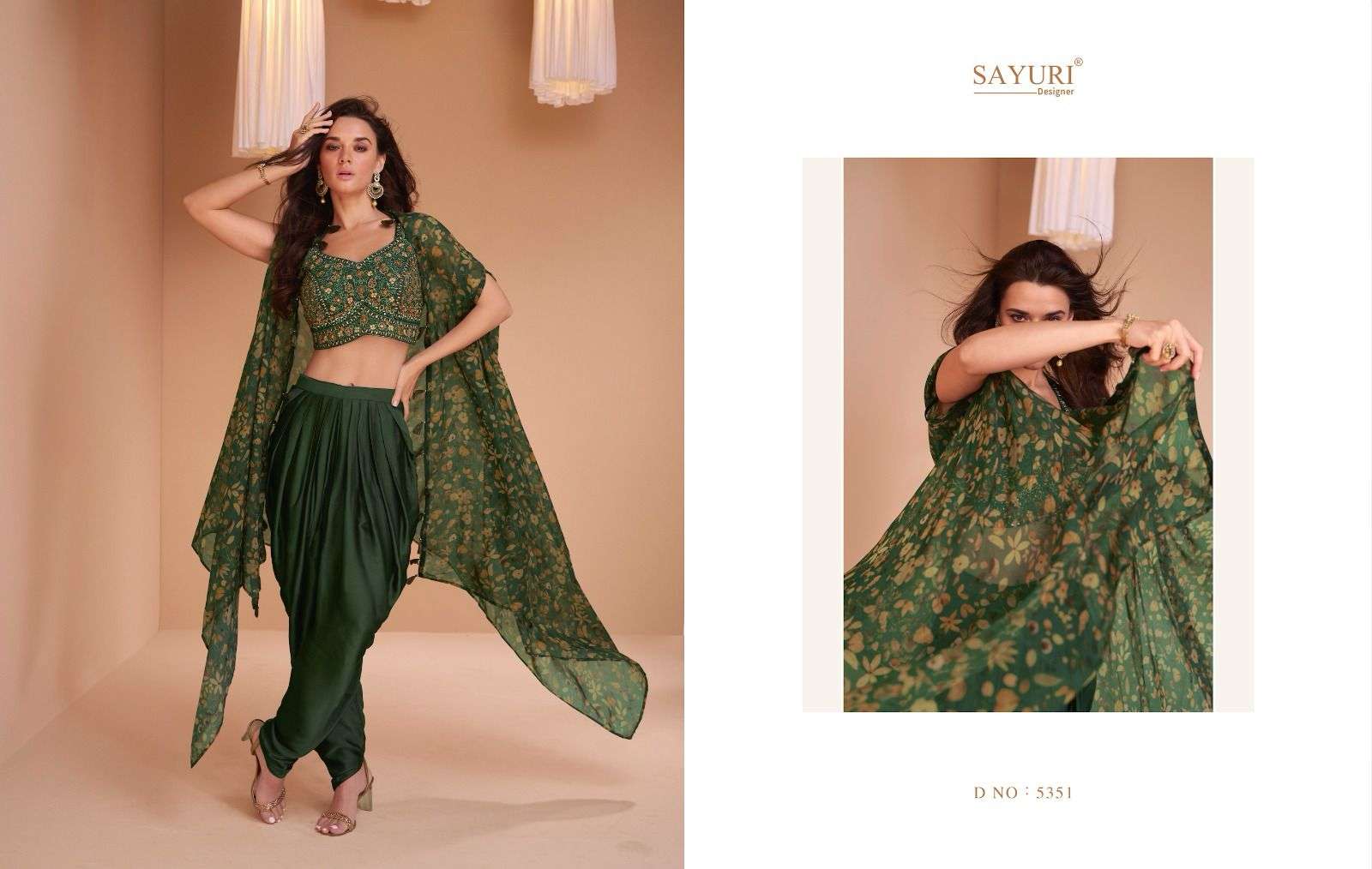 sayuri designer palki 5351-5355 series latest designer 3 pc outfit wholesaler surat gujarat