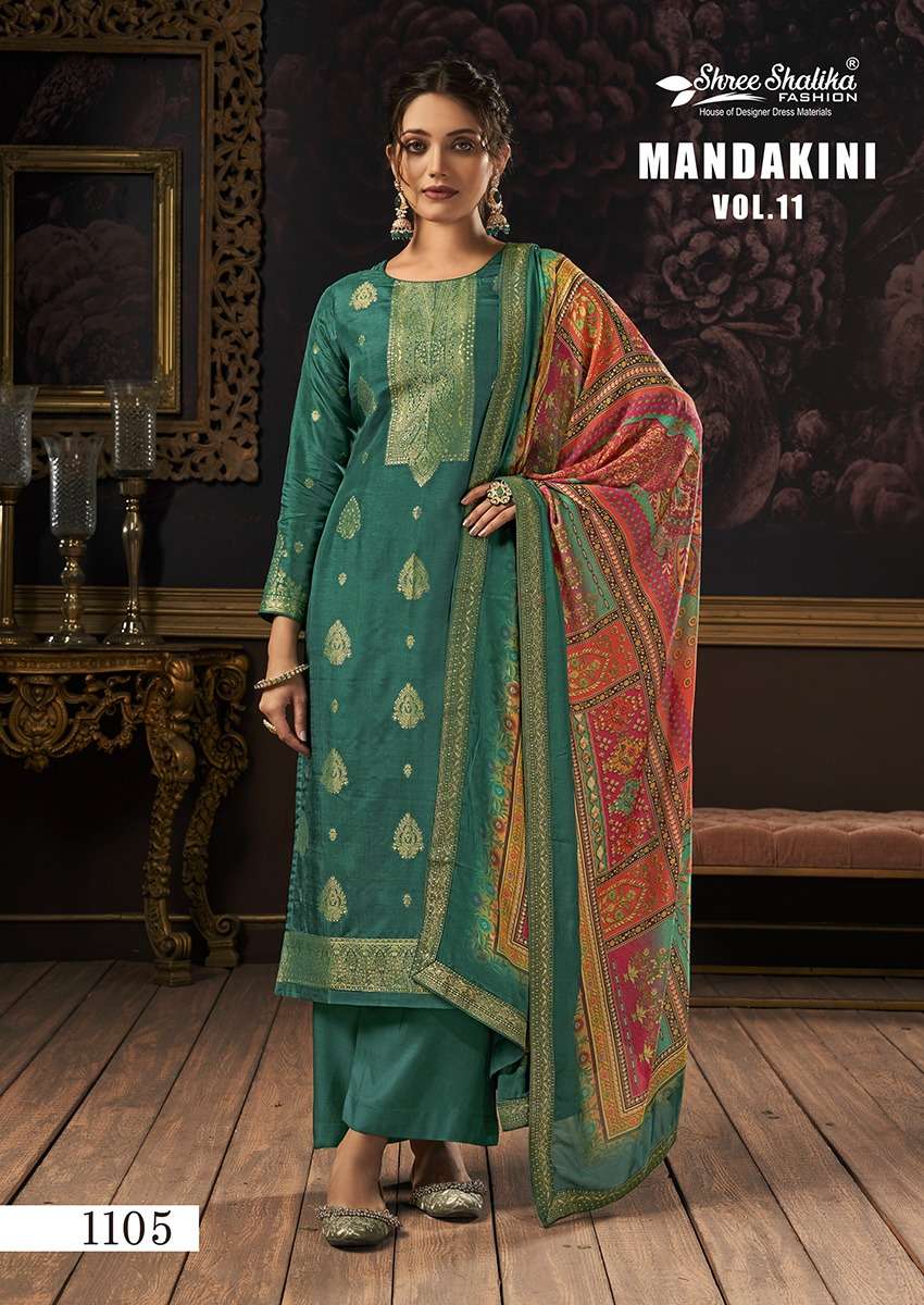 shalika fashion mandakini vol-11 1101-1108 series designer pakistani salwar kameez wholesaler surat gujarat