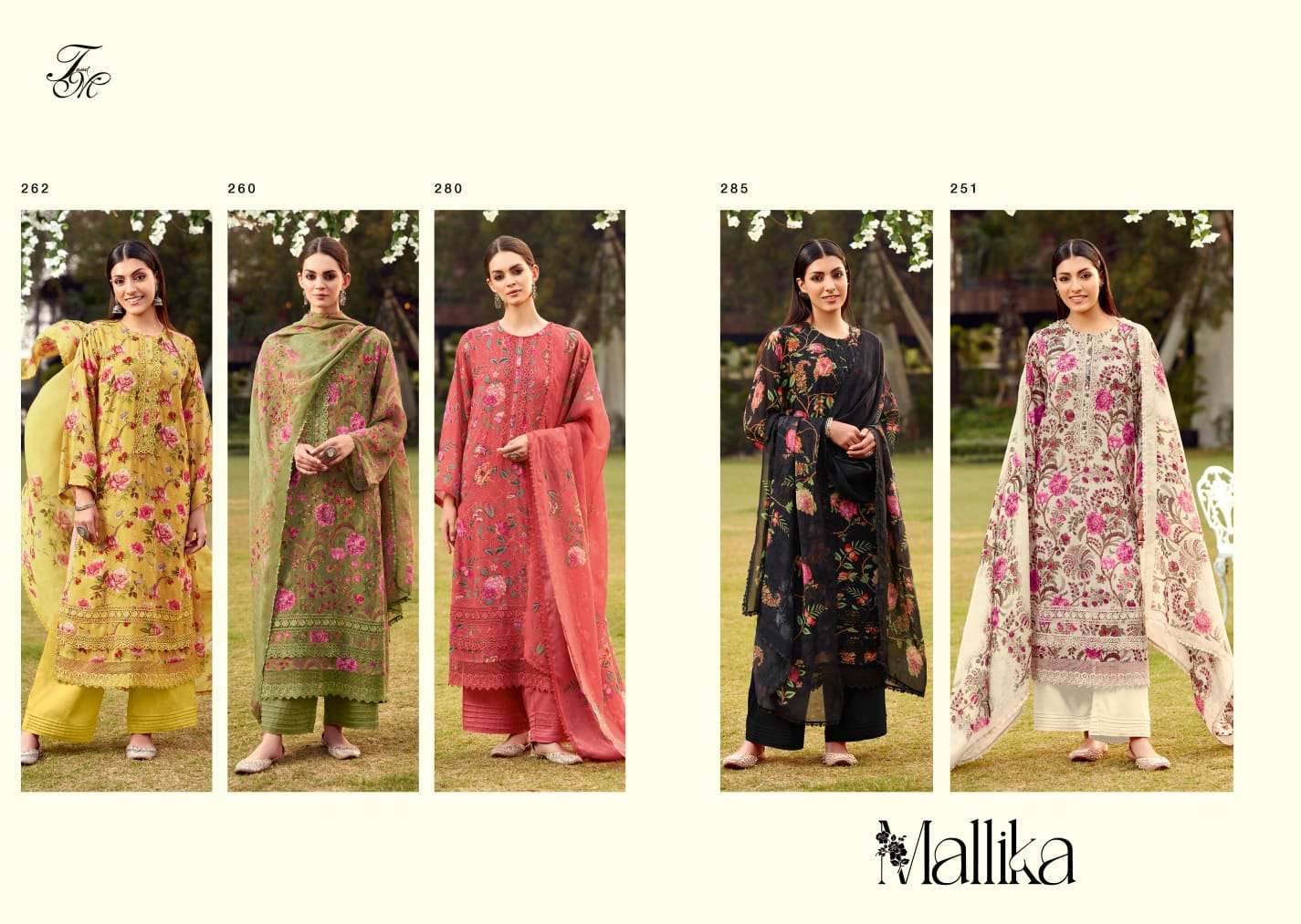t&m mallika latest designer pakistani colourful salwar kameez wholesaler surat gujarat