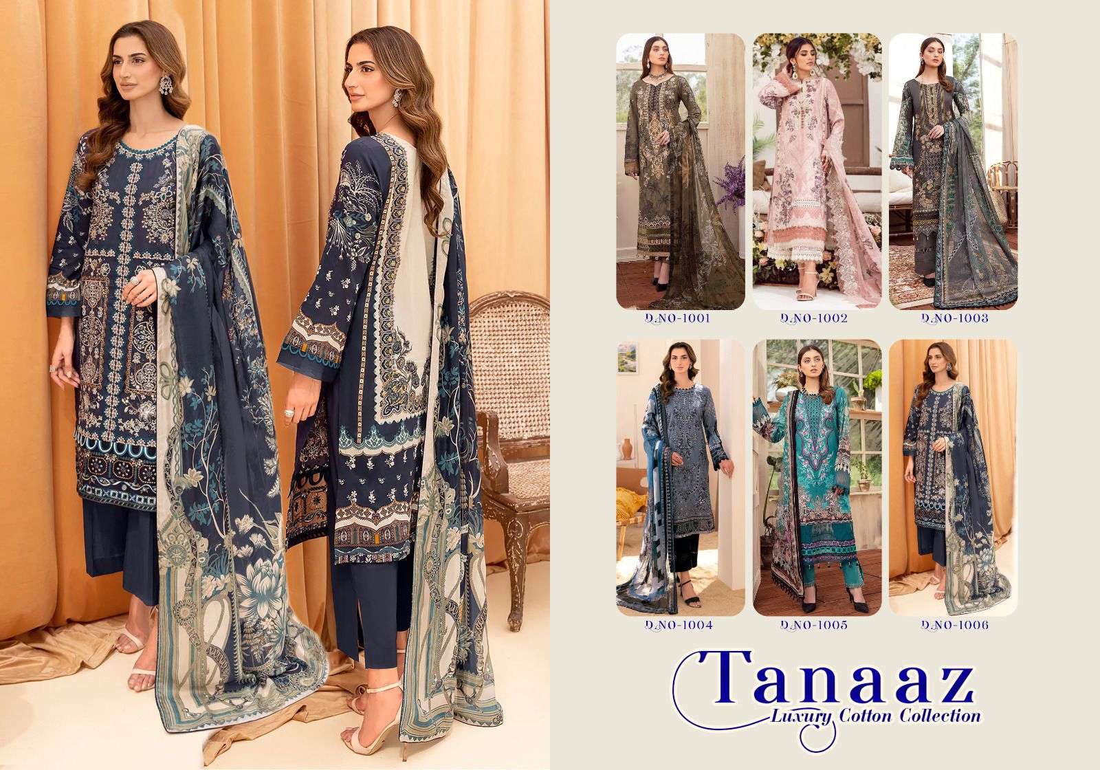 tanaaz vol-1 1001-1006 series latest pakistani salwar kameez wholesaler surat gujarat