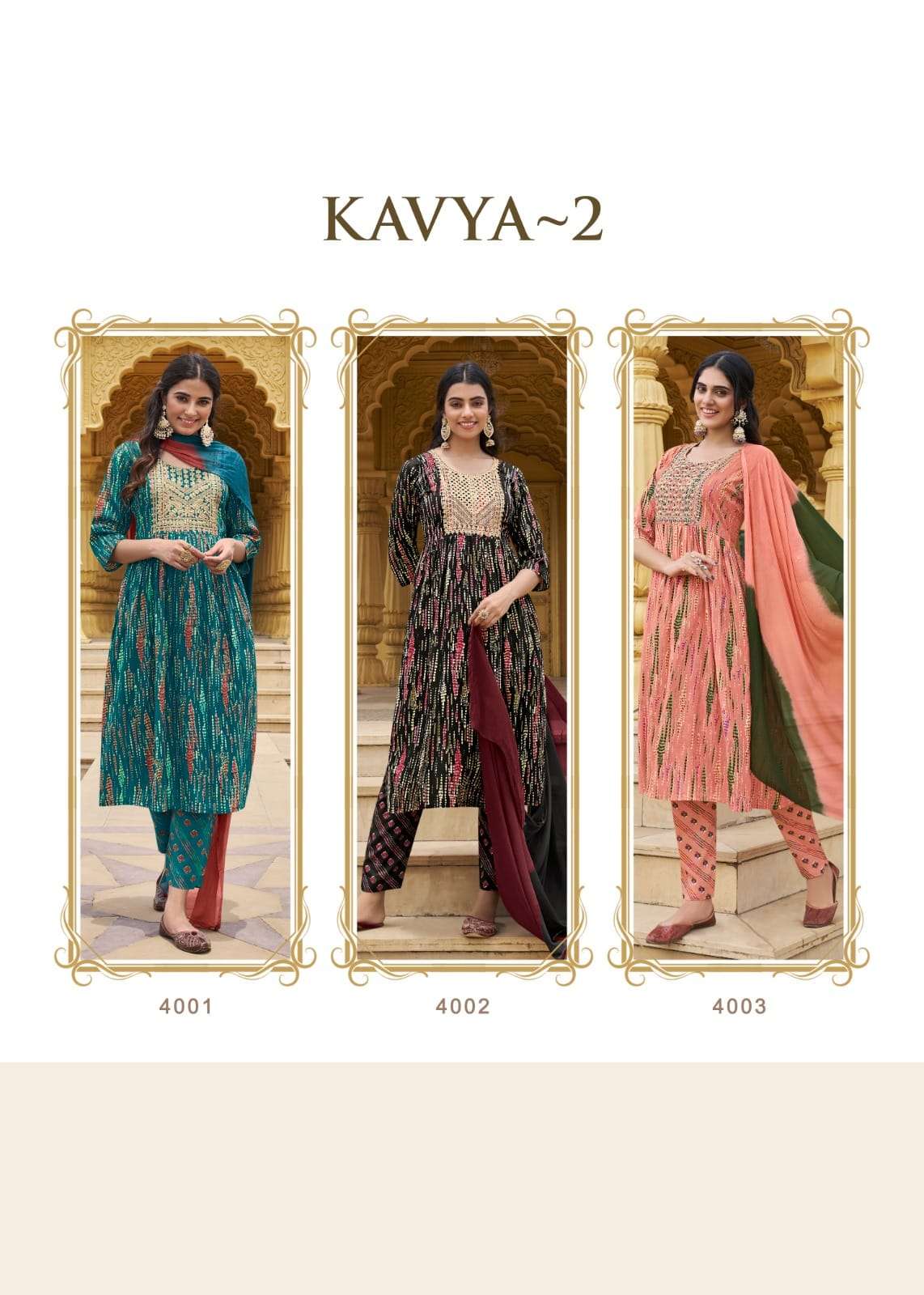 wanna kavya vol-2 4001-4005 series latest designer kurti set wholesaler surat gujarat