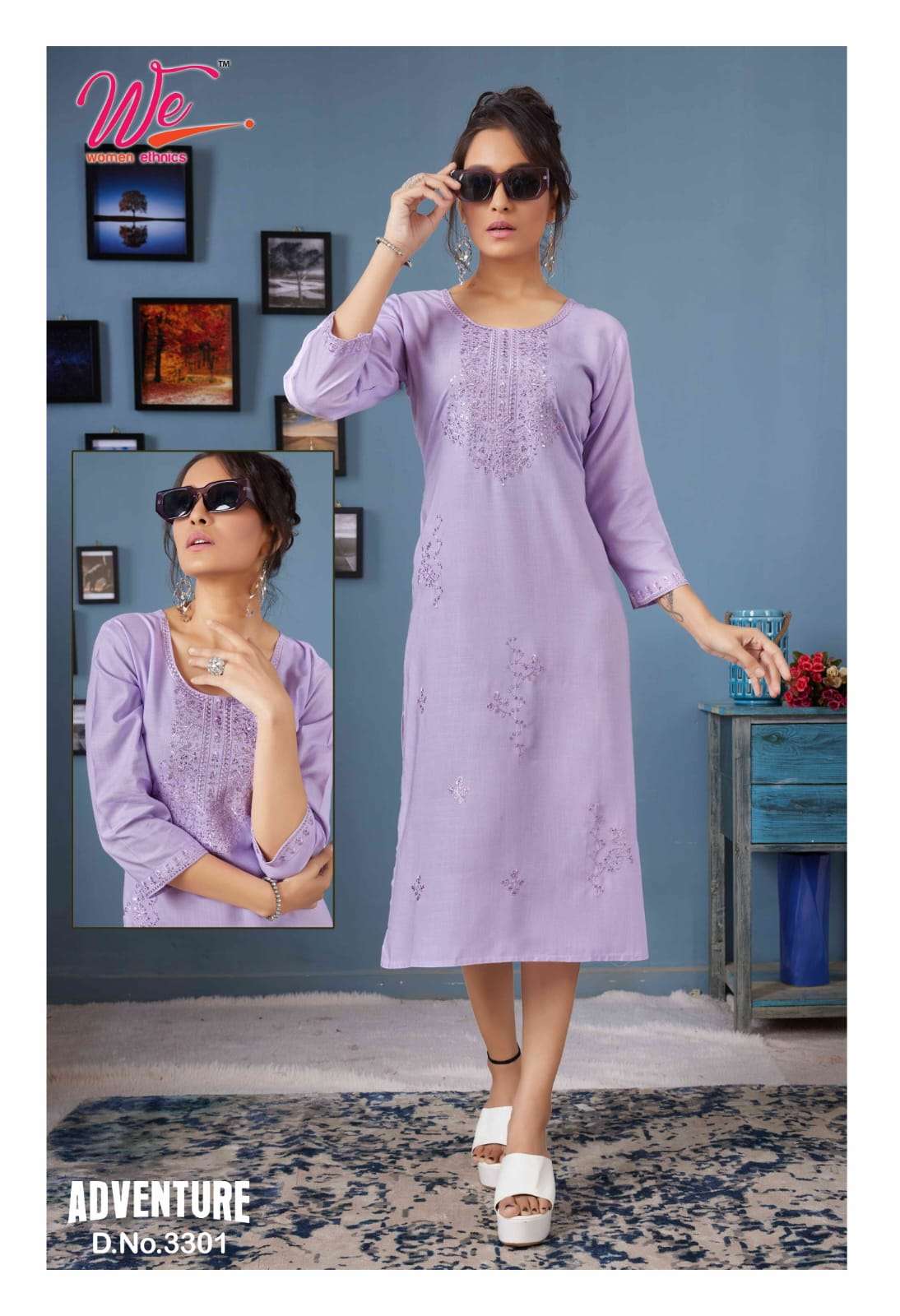 we adventure 3301-3306 series latest designer casual wear kurti wholesaler surat gujarat