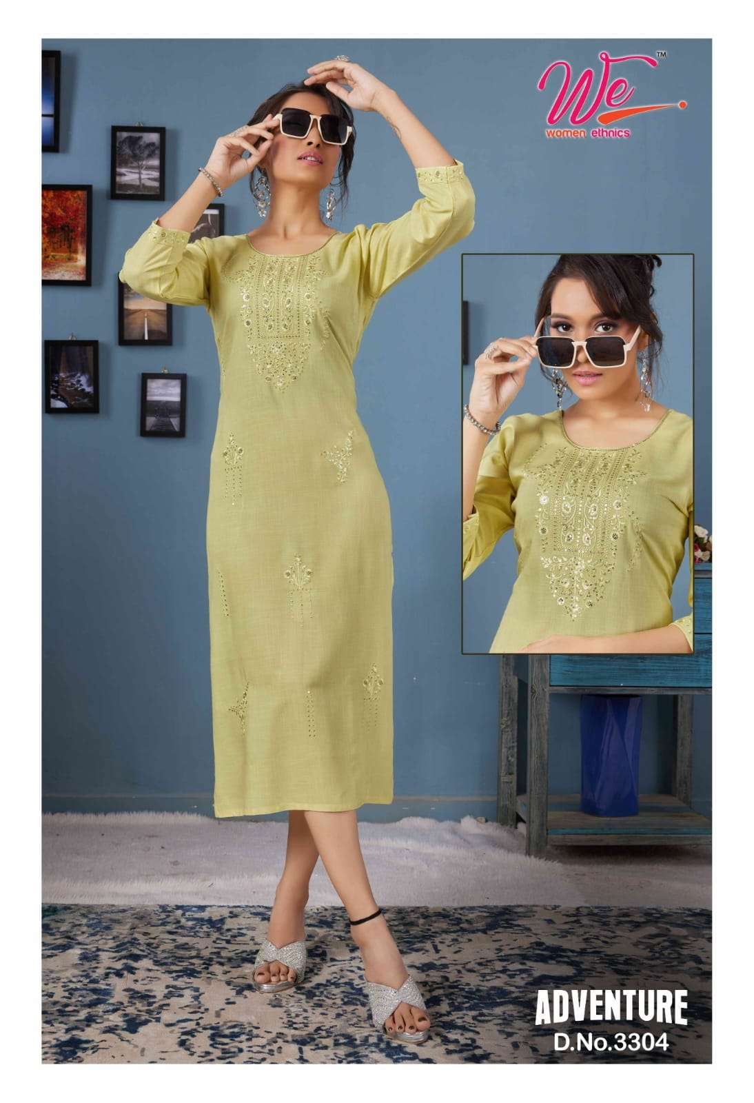 we adventure 3301-3306 series latest designer casual wear kurti wholesaler surat gujarat